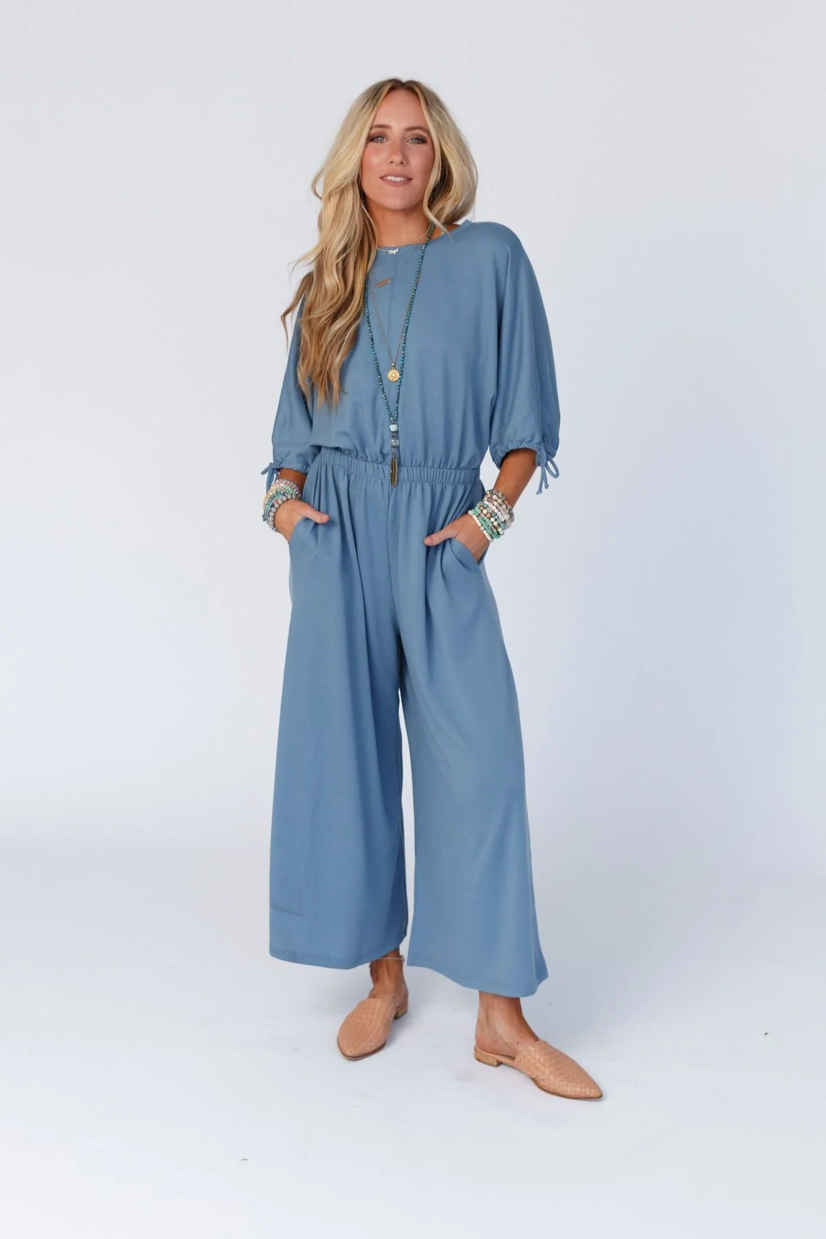 The Nest Carolina Comfy Wide Leg Jumpsuit - Gun Metal - Image 4