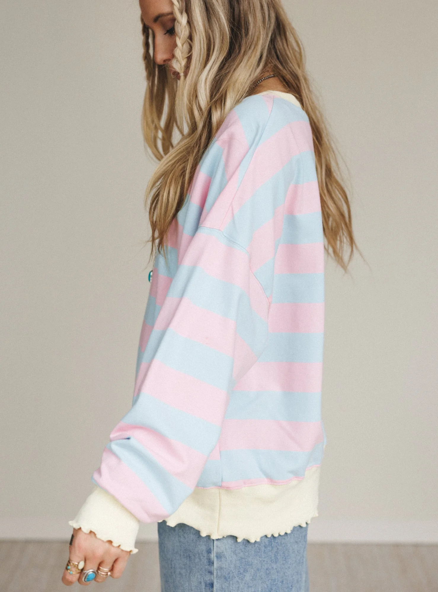 Casual Lines Striped Top - Blue - Image 6