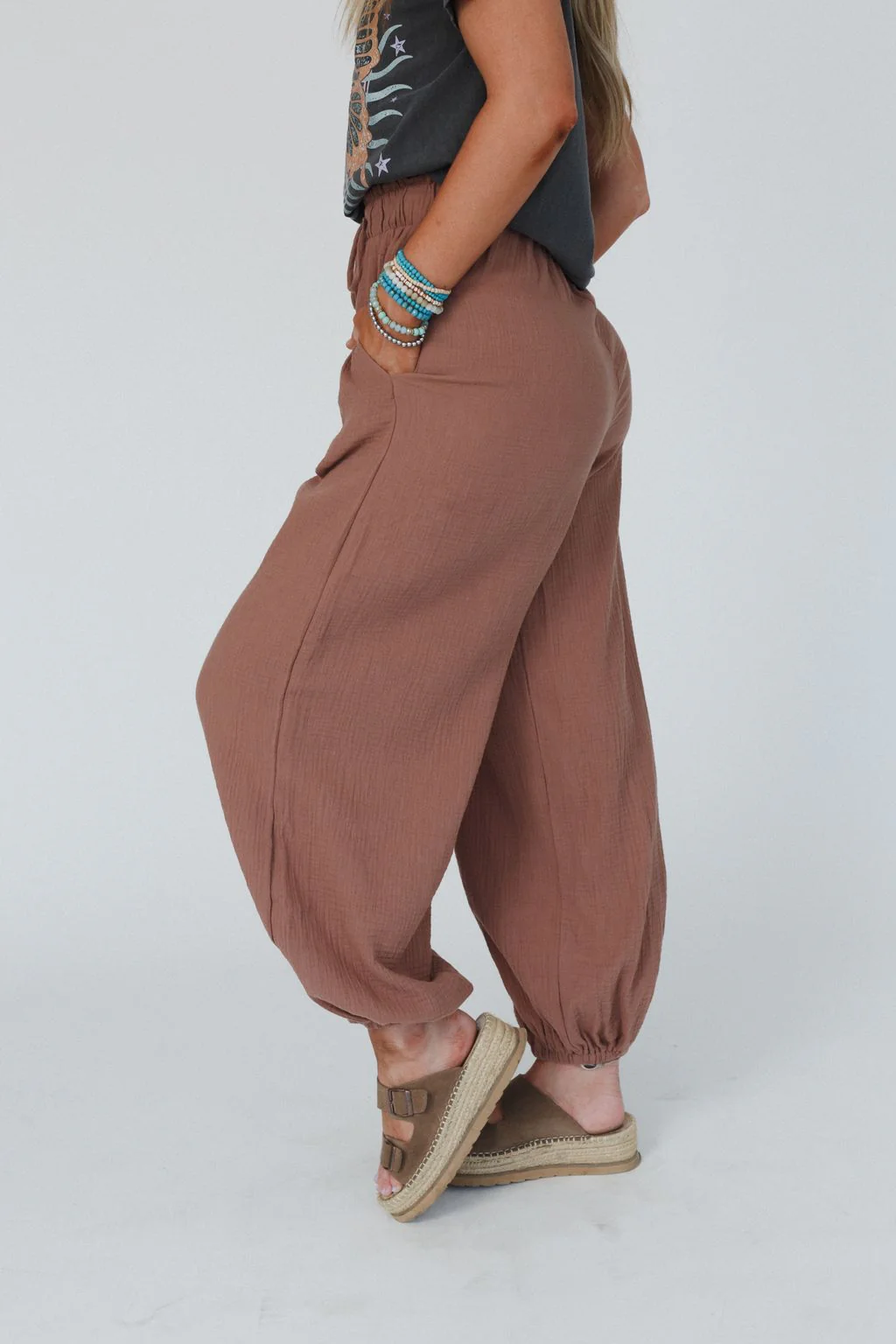 The Nest Celestia Wide Leg Cinched Pants - Copper - Image 3