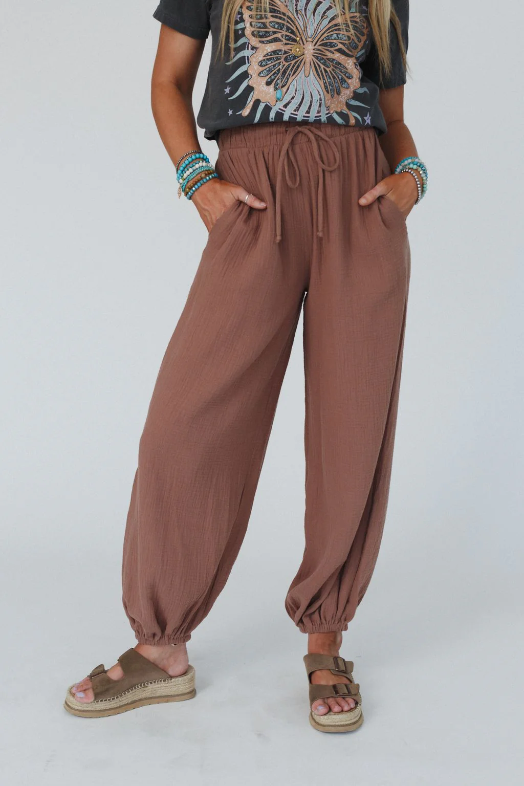 The Nest Celestia Wide Leg Cinched Pants - Copper - Image 4