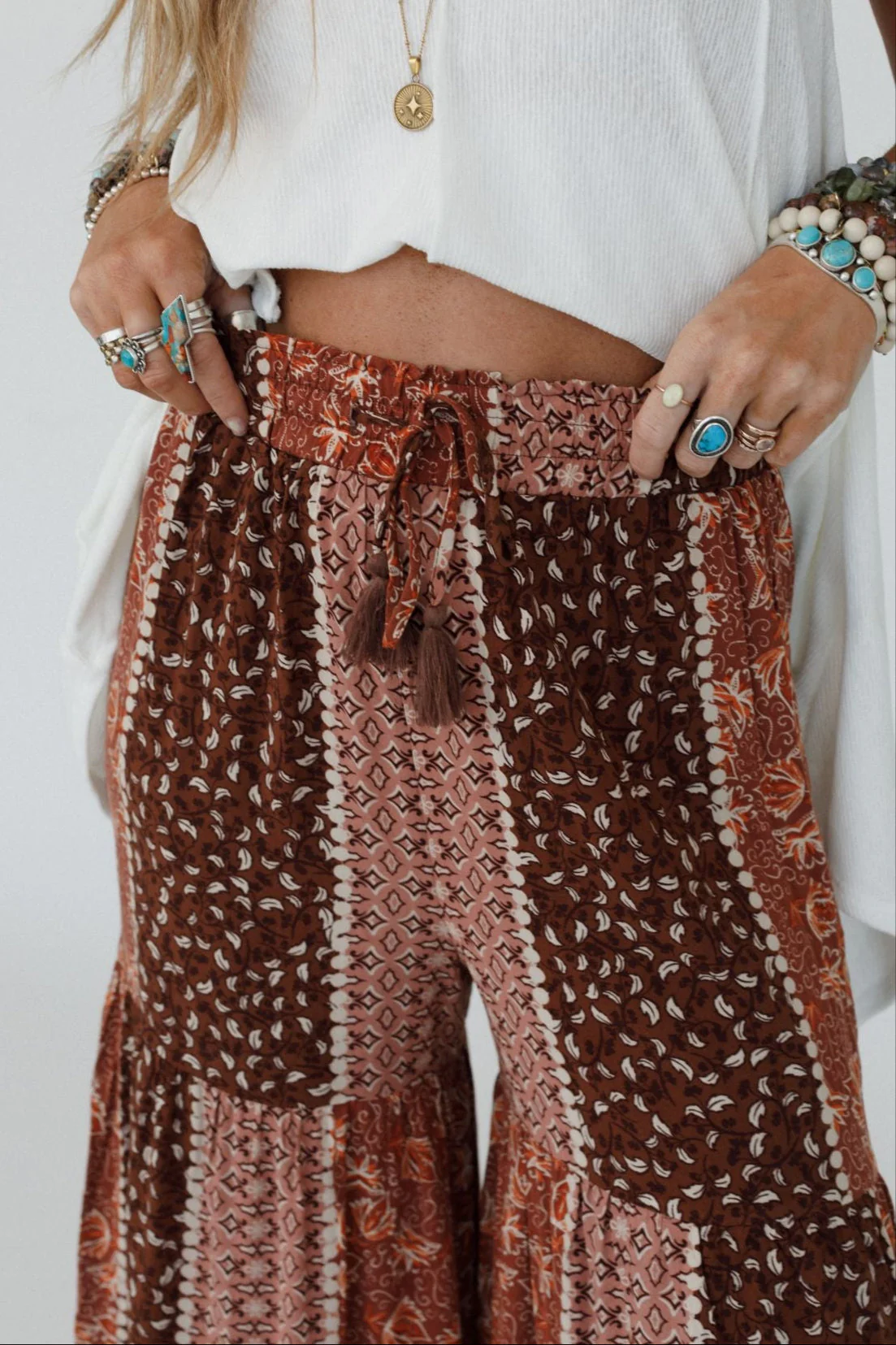 Chandler Tiered Wide Leg Pant - Brown - Image 3