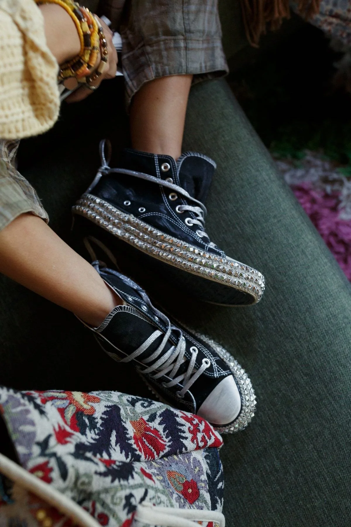 Chantel Studded High Top Sneaker - Black - Image 5