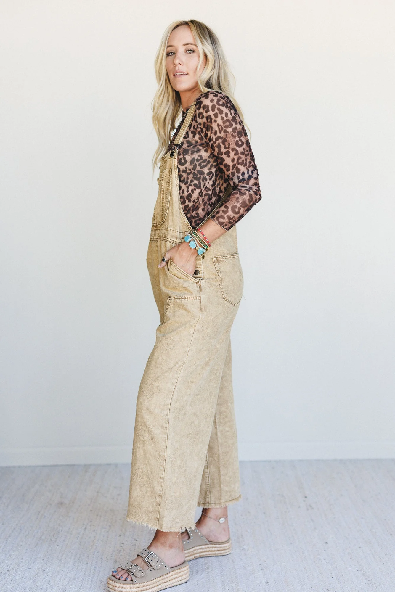 Chasing Horizons Flower Pattern Overalls - Walnut - Image 5