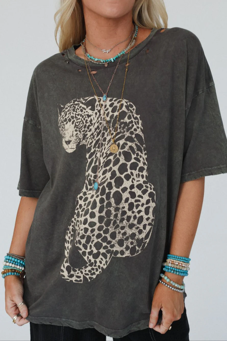 Cheetah Graphic Tee - Iron - Image 2