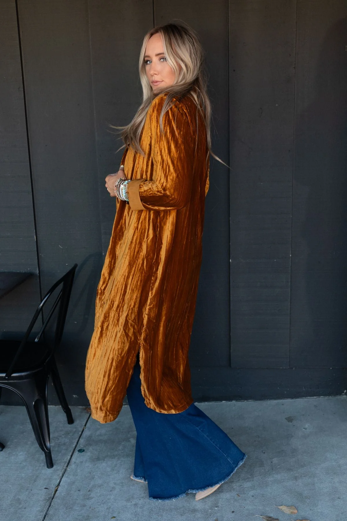City Walks Velvet Duster Coat - Camel - Image 10