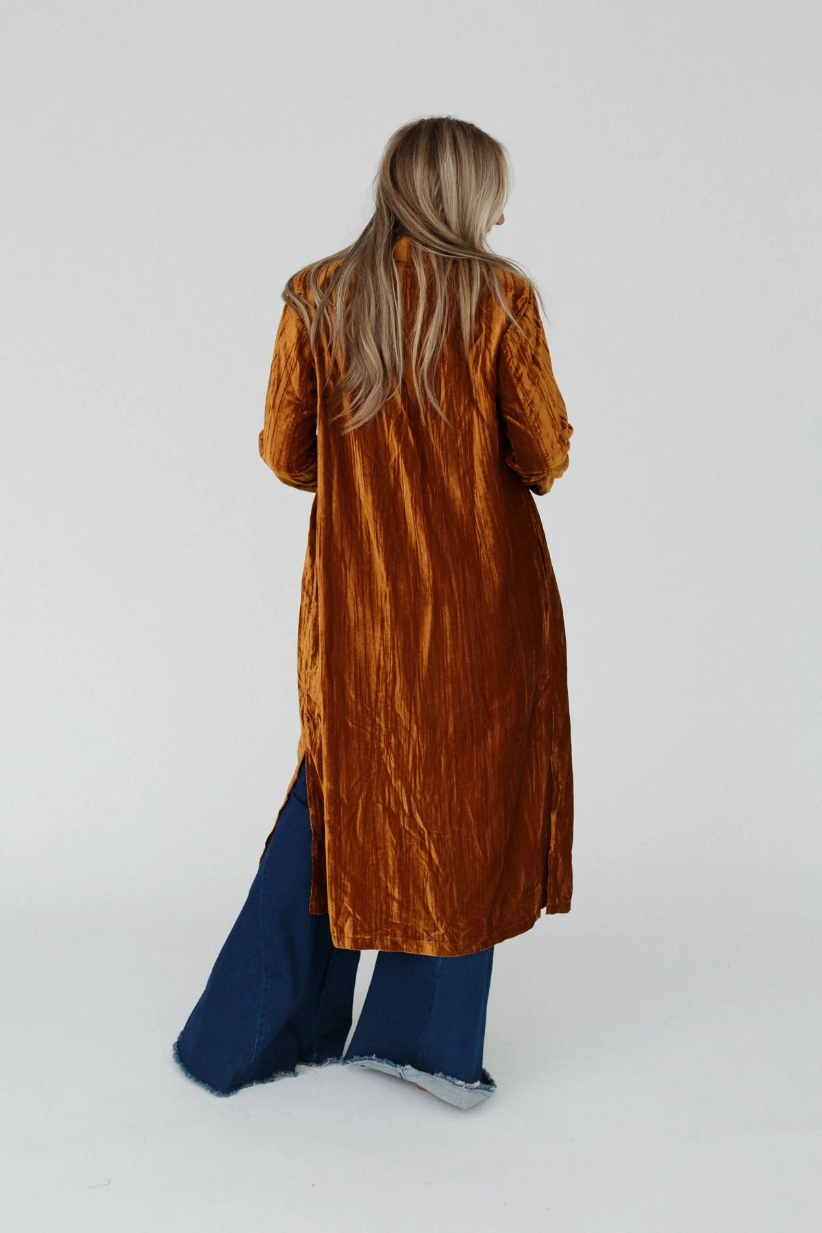 City Walks Velvet Duster Coat - Camel - Image 6