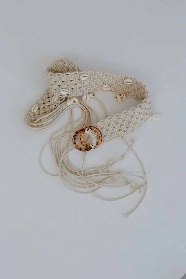 Coastal Chic Sea Shell Embroidered Belt - Natural - Image 2