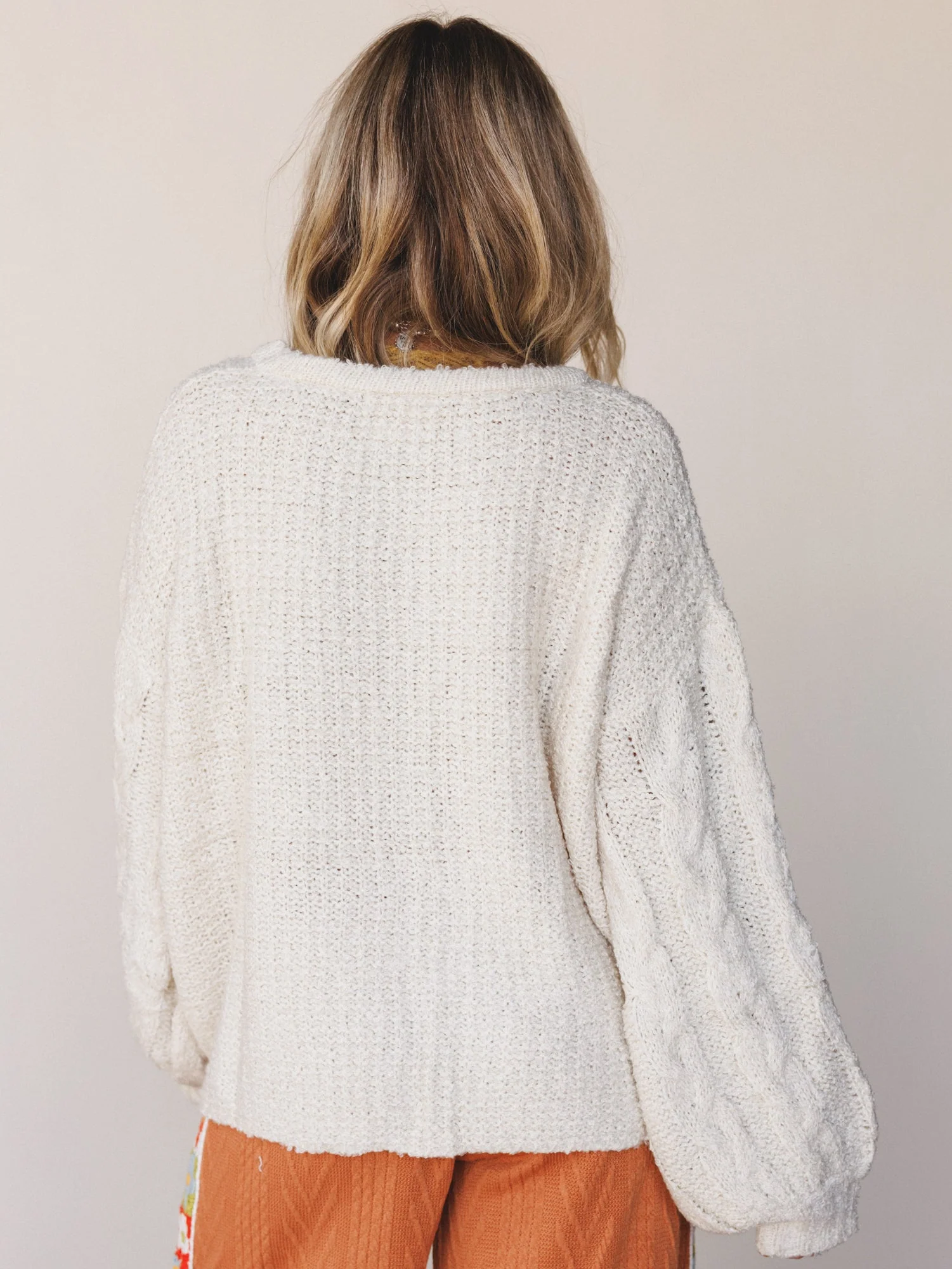Coastal Dreamer Cable Knit Sweater - Cream - Image 5