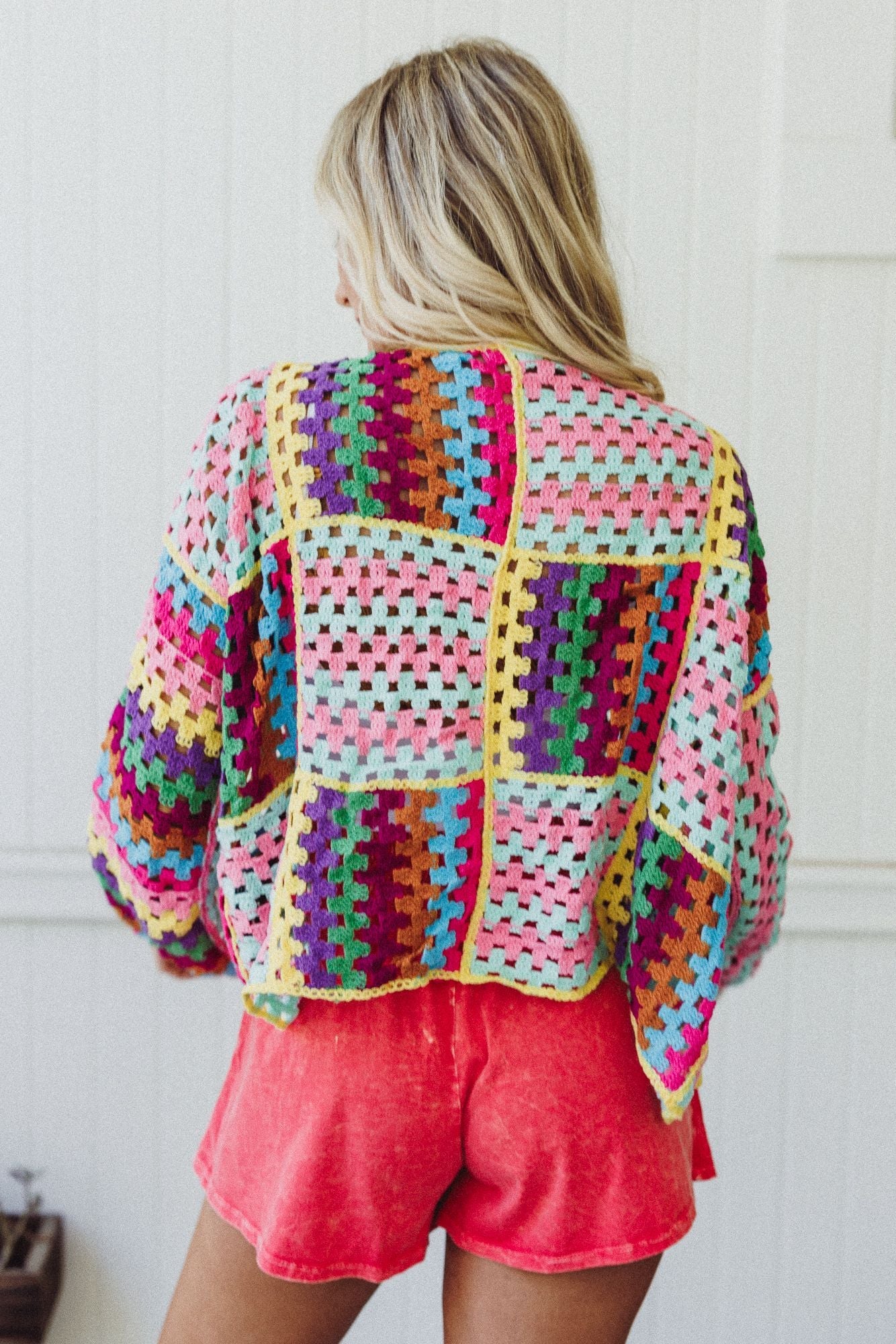 Colorwaves Crochet Cardigan - Pink - Image 4