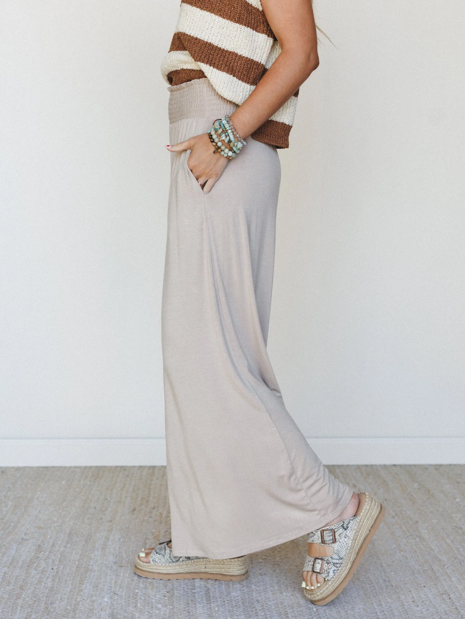 Comfort Above Wide Leg Pants - Ash Mocha - Image 2
