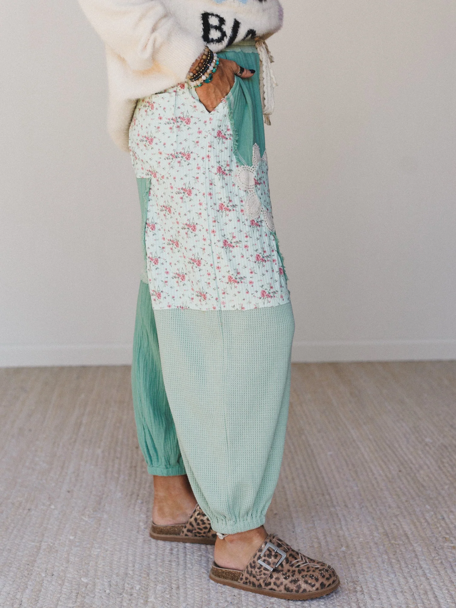 Cool Girl Patch Work Pants - Mint Green - Image 5