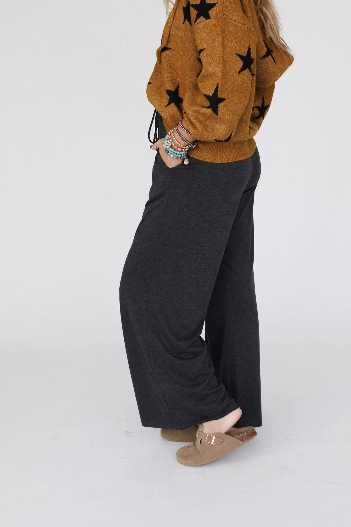 The Nest Cora Wide Leg Pants - Charcoal - Image 4