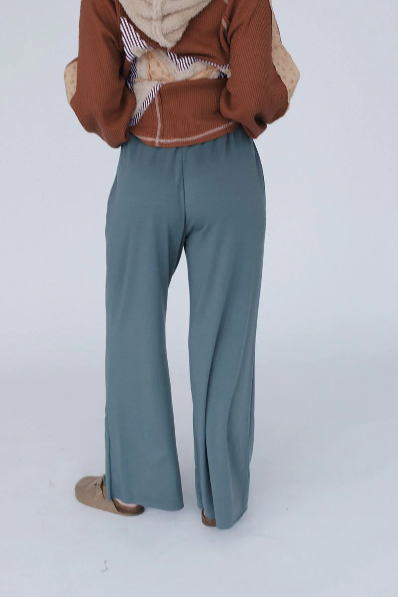 The Nest Cora Wide Leg Pants - Light Olive - Image 3