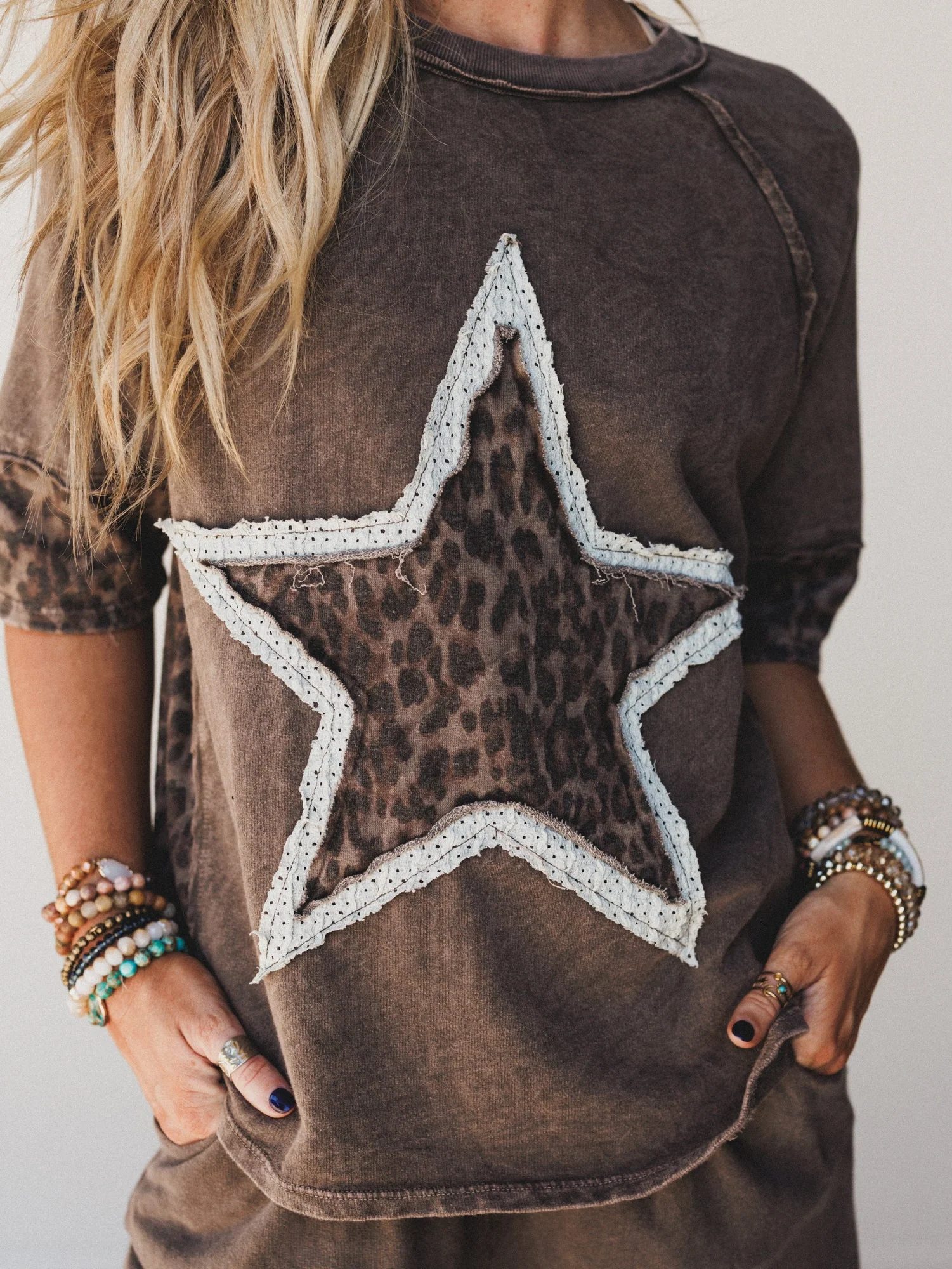 Cosmic Drift Patchwork Top - Brown - Image 2