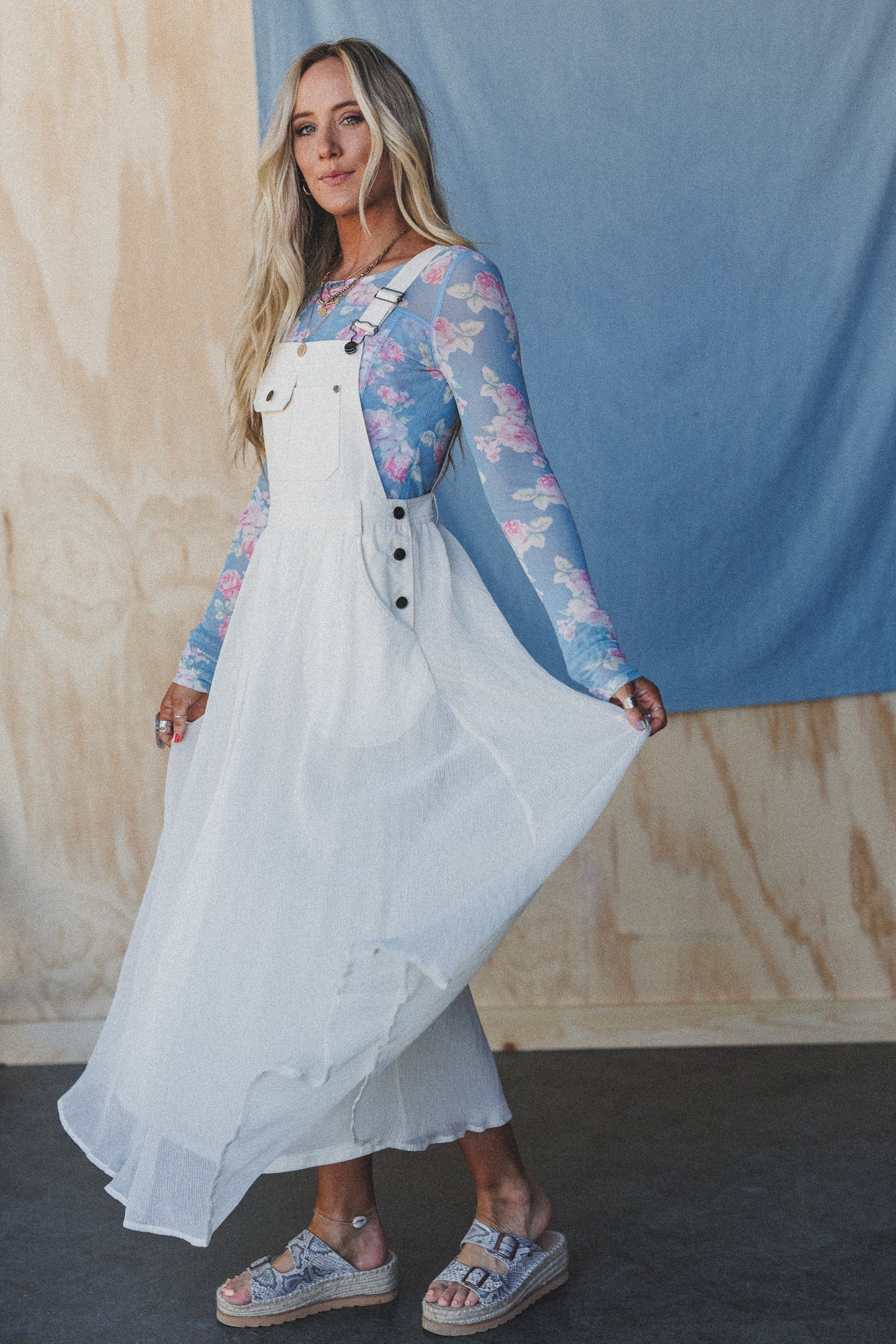 Country Dreams Overalls Dress - Beige - Image 5