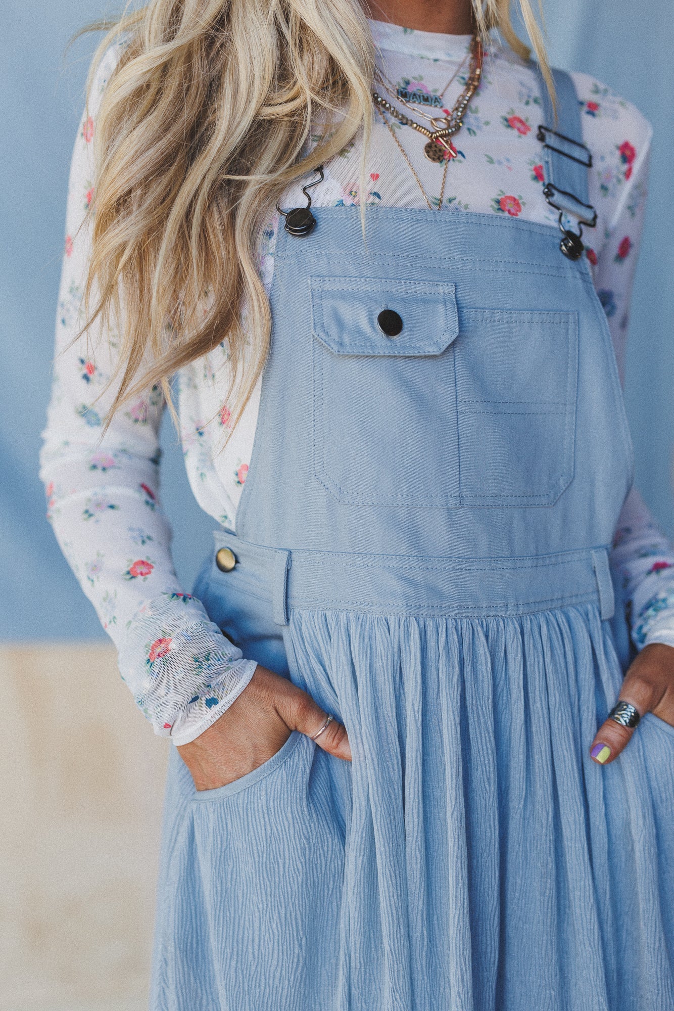 Country Dreams Overalls Dress - Blue - Image 3