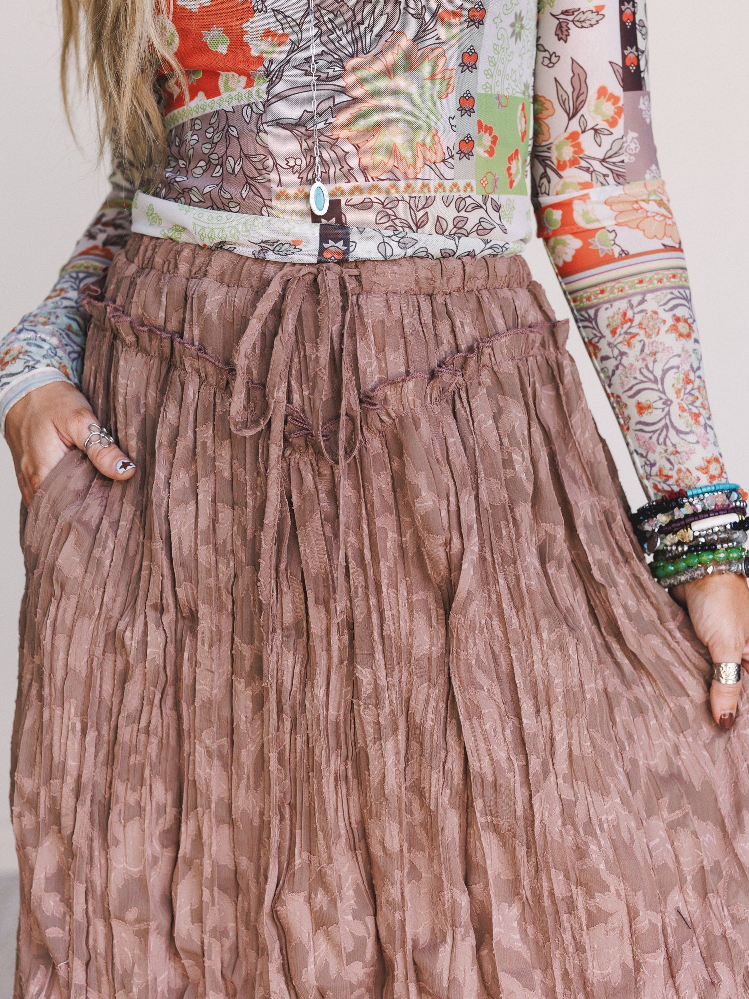 Coyote Bloom Floral Maxi Skirt - Brown - Image 2