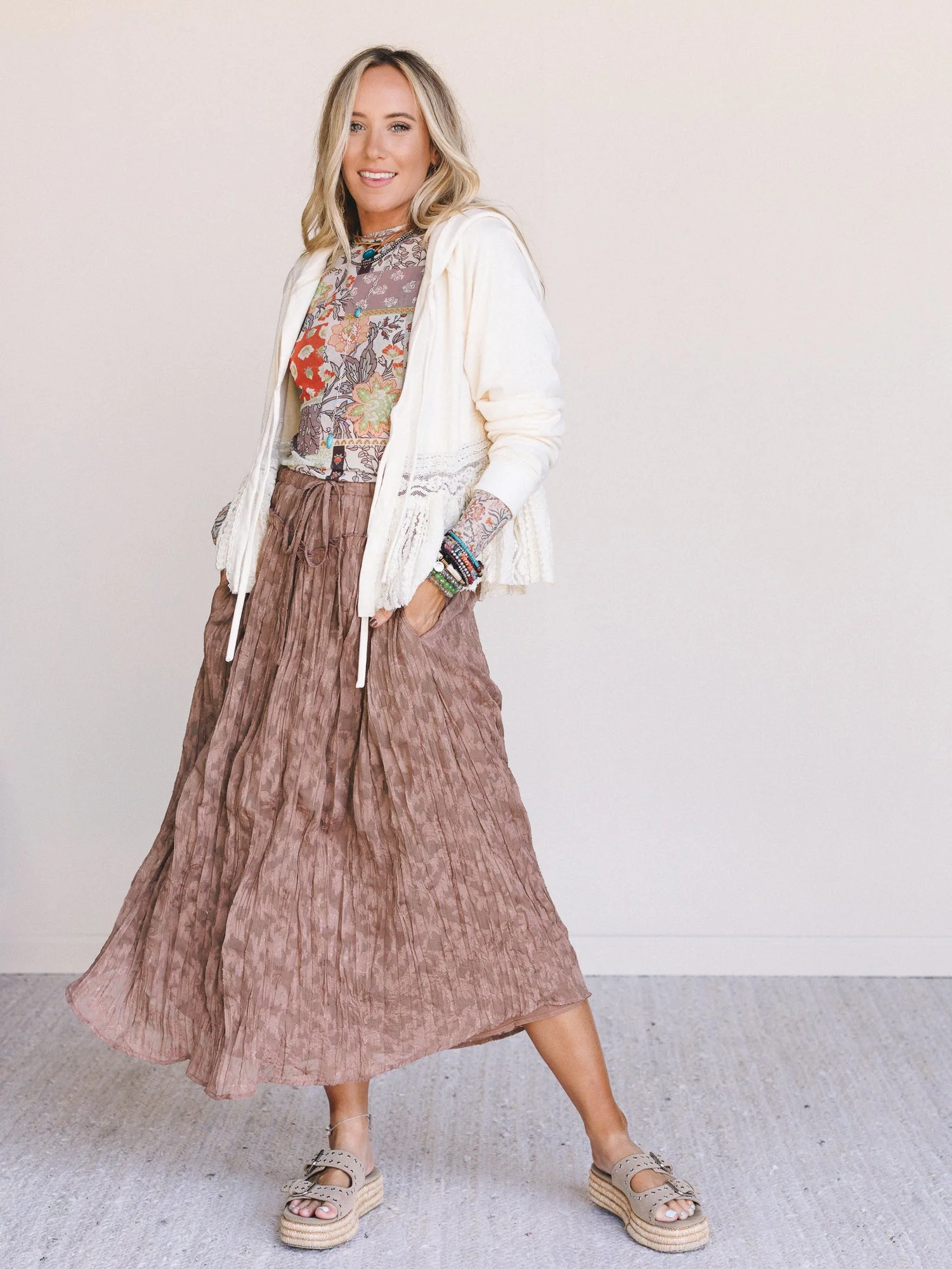 Coyote Bloom Floral Maxi Skirt - Brown - Image 5