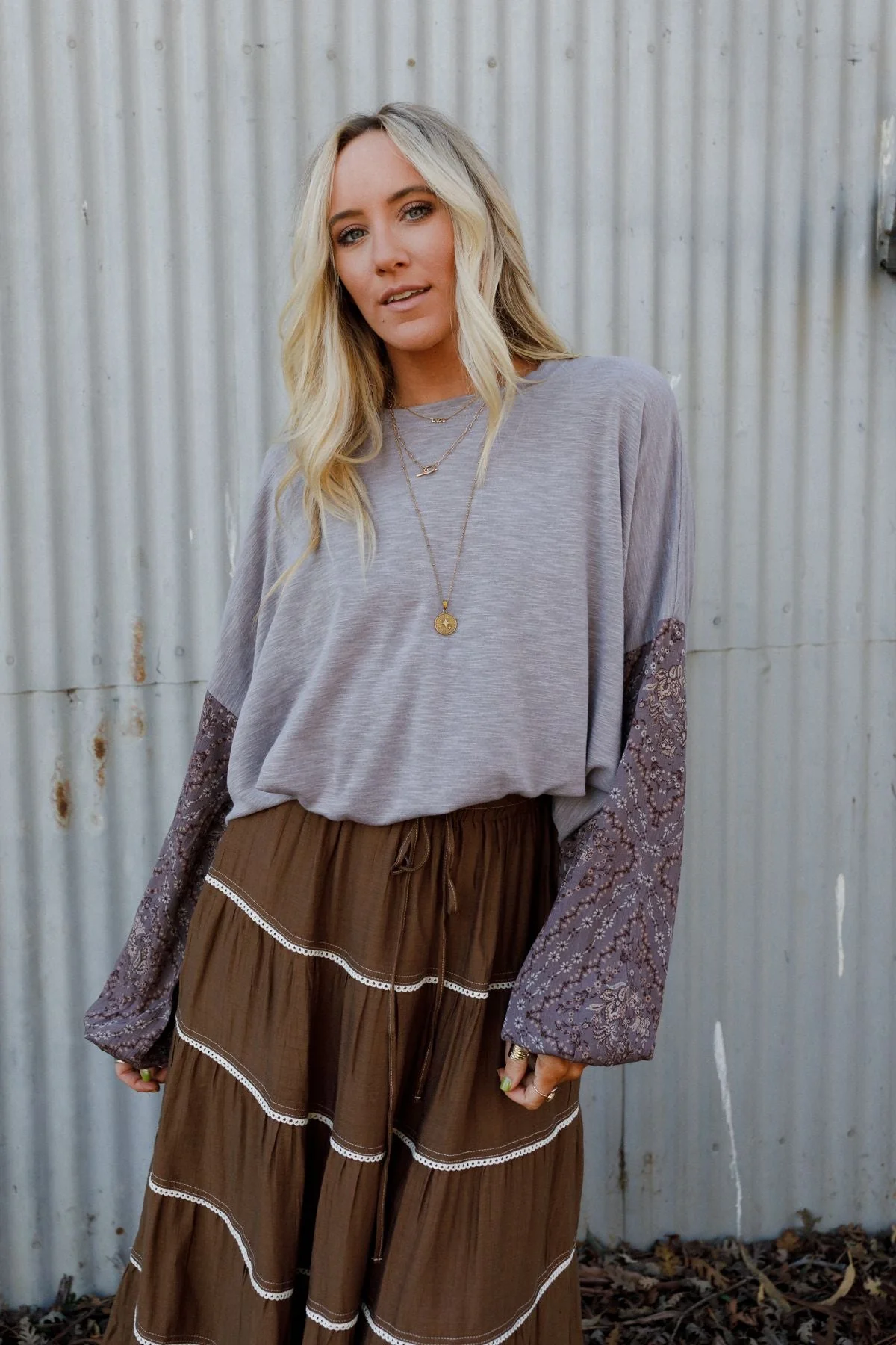 The Nest Cozy Haven Top - Brown Grey - Image 3