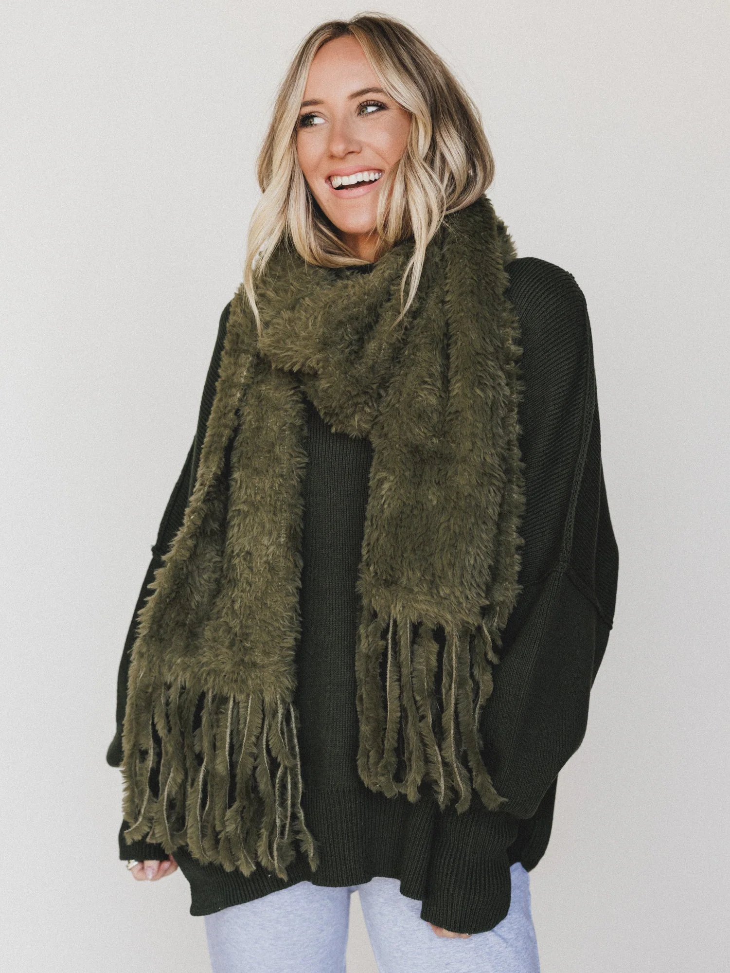 Cozy In The Cold Scarf - Olive