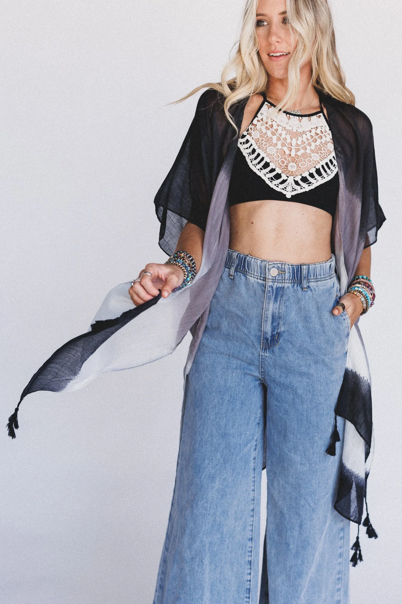 Crochet High Neck Bralette - Black - Image 3