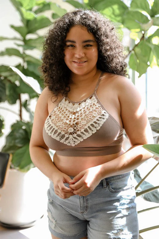 Crochet High Neck Bralette - Mocha - Image 3