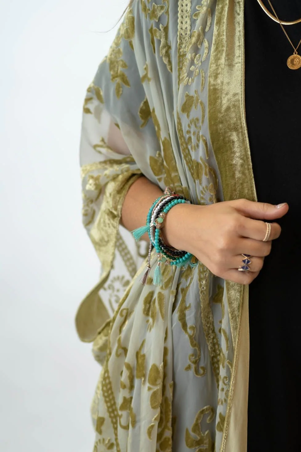 Crushin' On You Velvet Kimono - Lime - Image 3