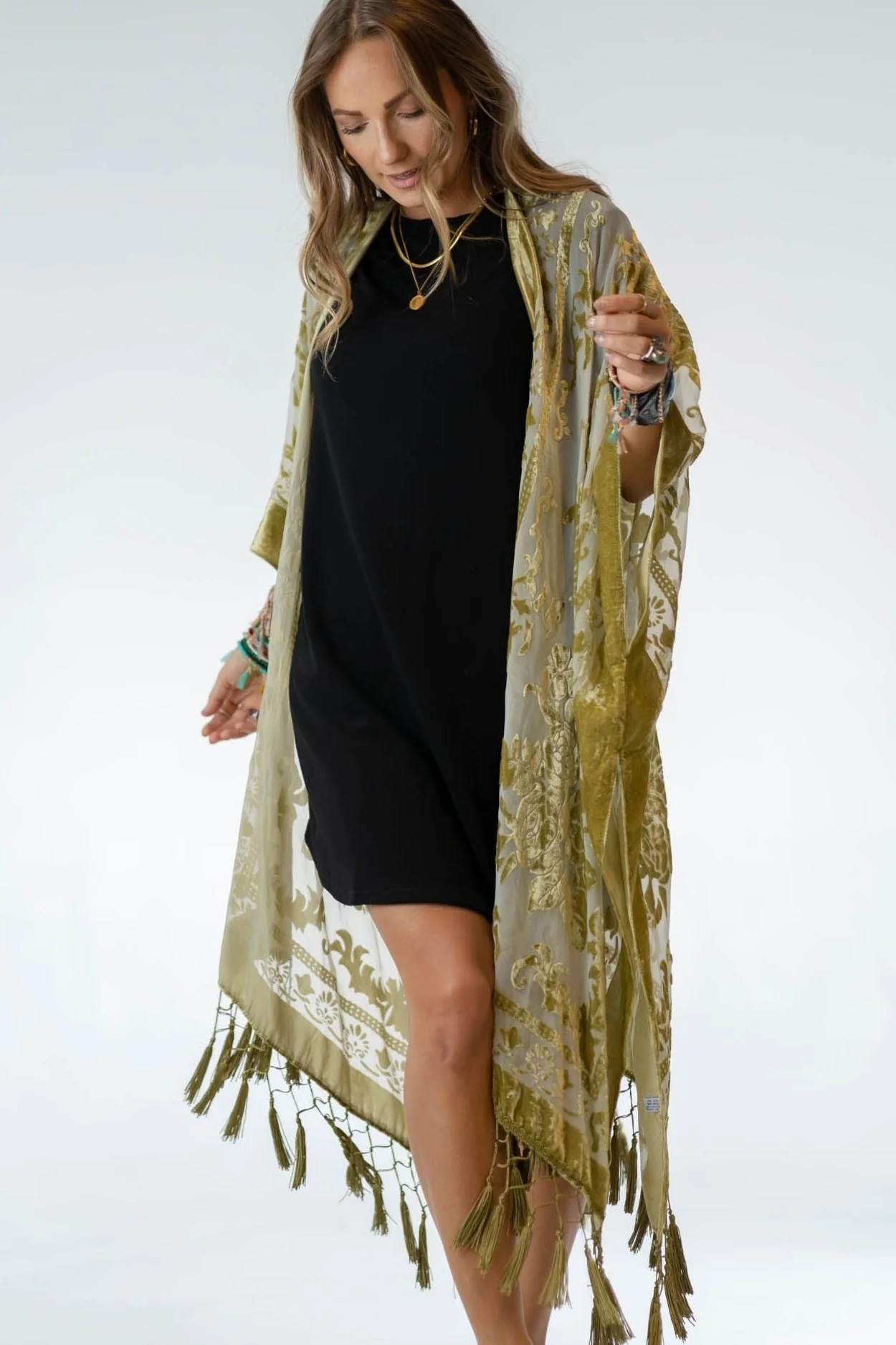 Crushin' On You Velvet Kimono - Lime - Image 4