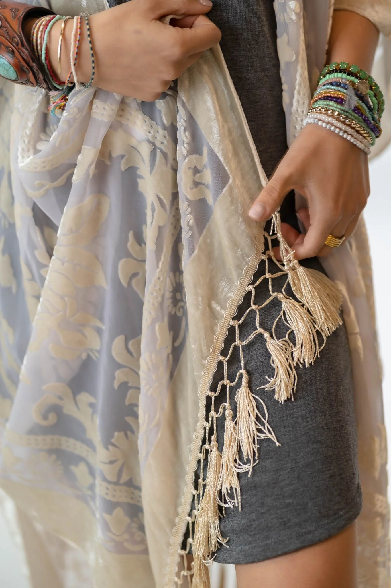 Crushin' On You Velvet Kimono - Nude - Image 4