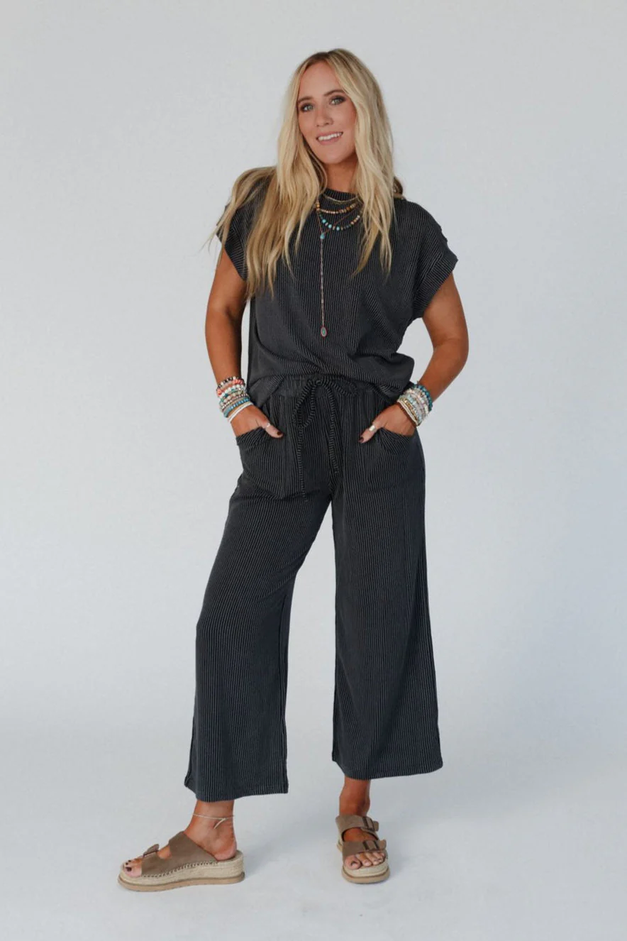 Crystal Clear Top And Pants Set - Black - Pre Order