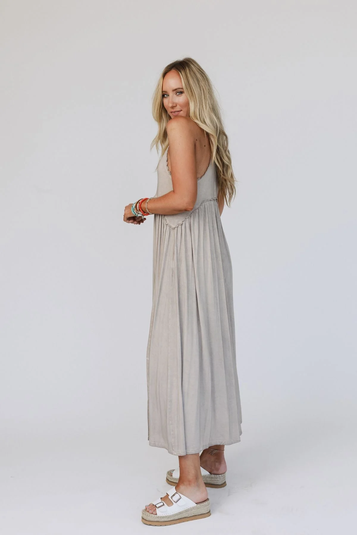 Daisy Chain Maxi Dress - Taupe - Image 6