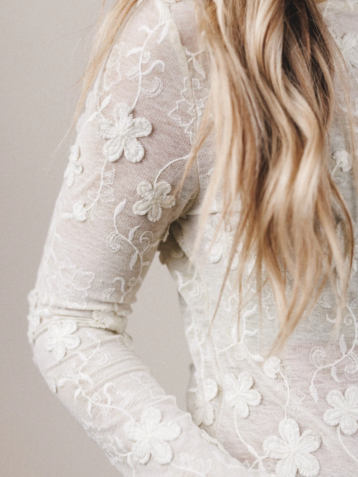 Daisy Veil Mesh Top - Ivory - Image 3