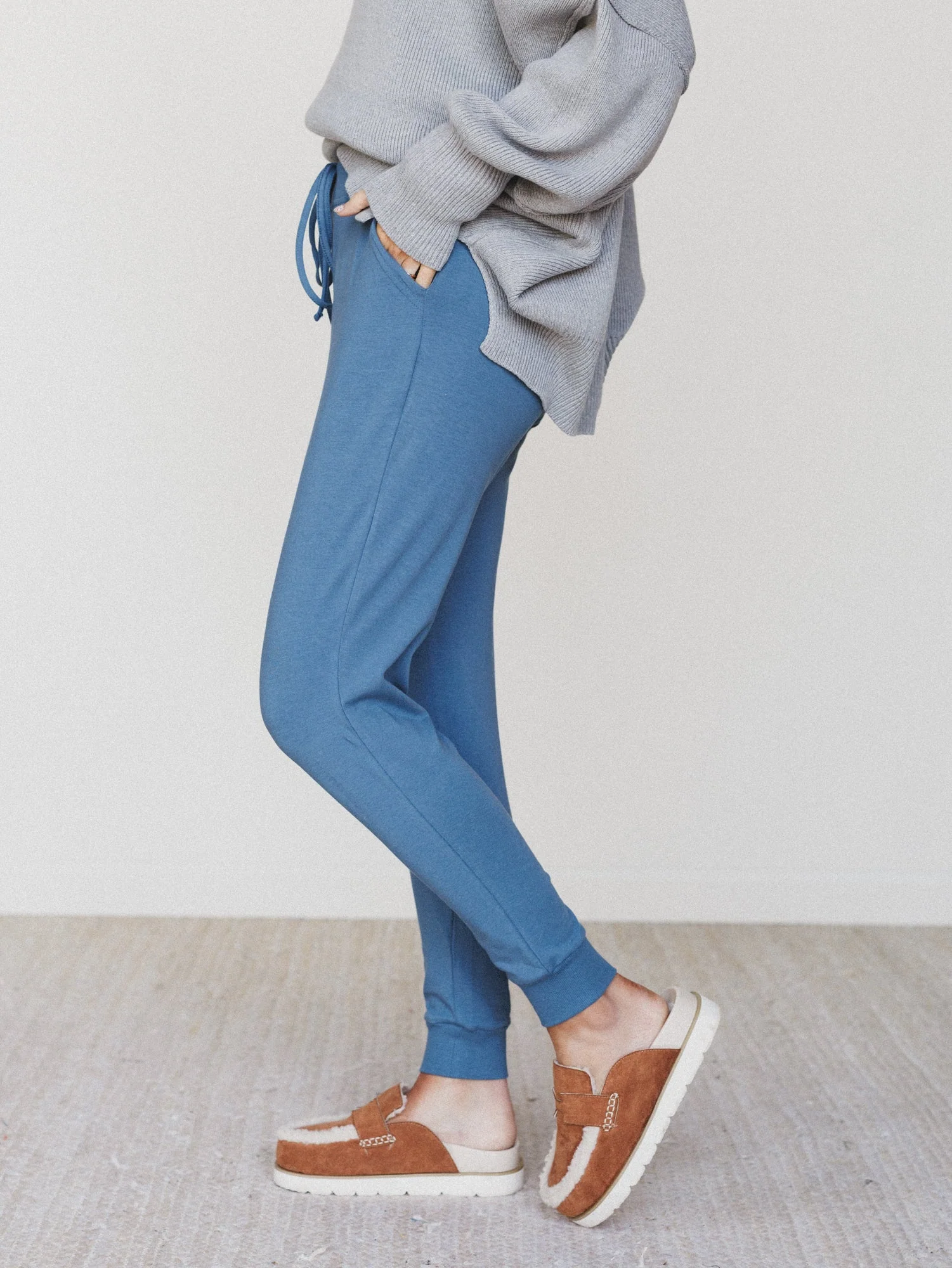 Dani Jogger Lounge Pant - Dusty Blue - Image 2
