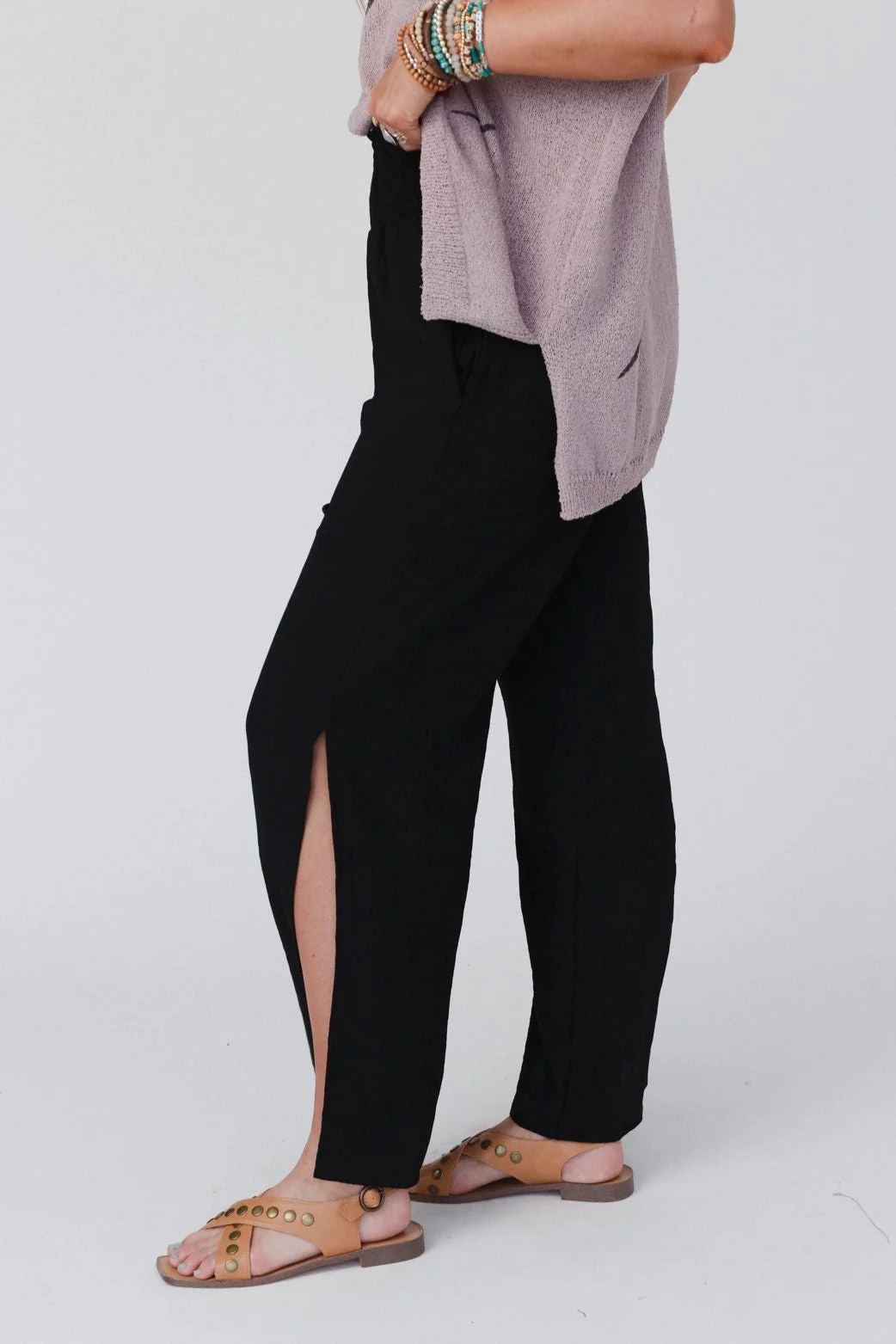 The Nest Dani Slit Wide Leg Pant - Black - Image 5