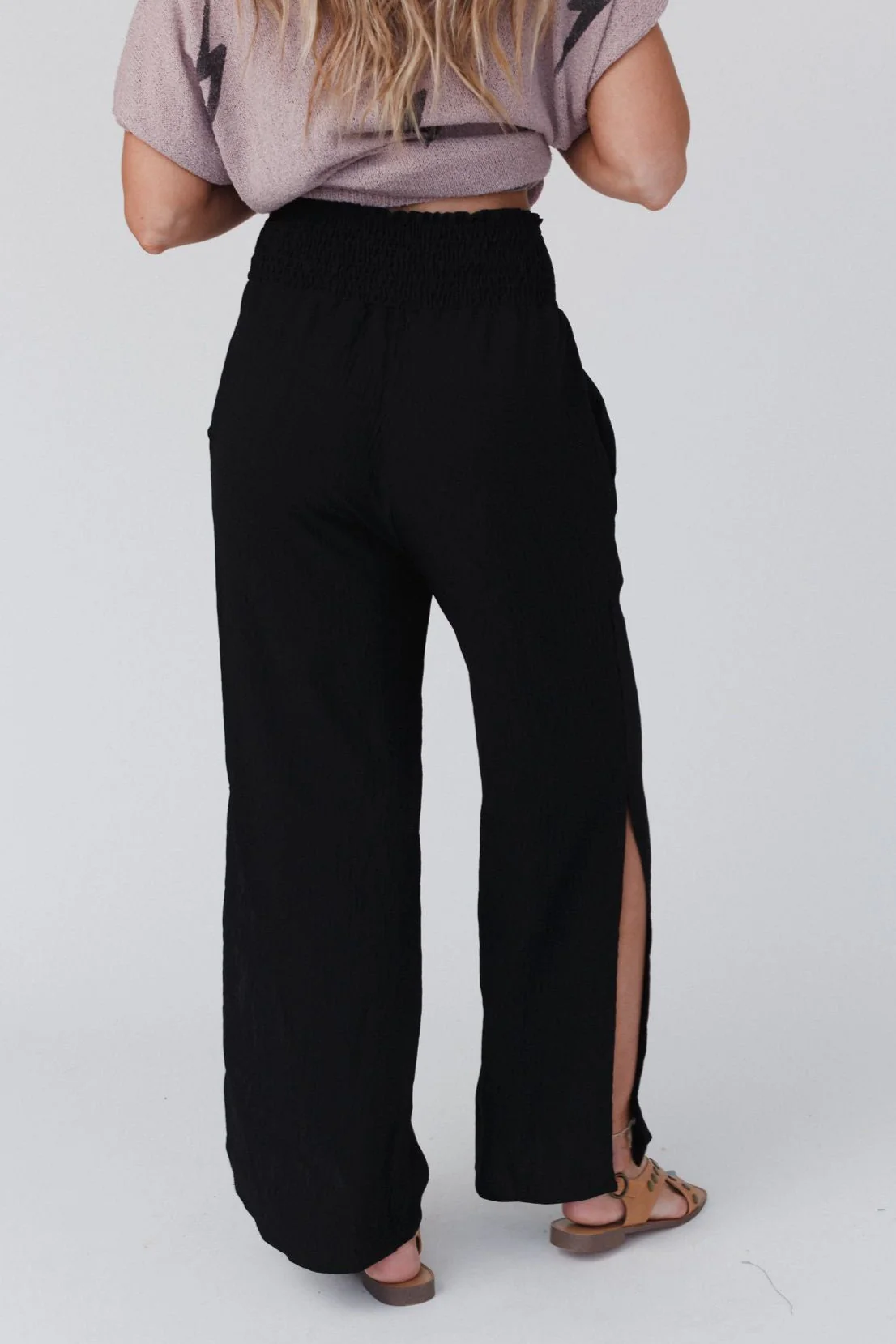 The Nest Dani Slit Wide Leg Pant - Black - Image 7