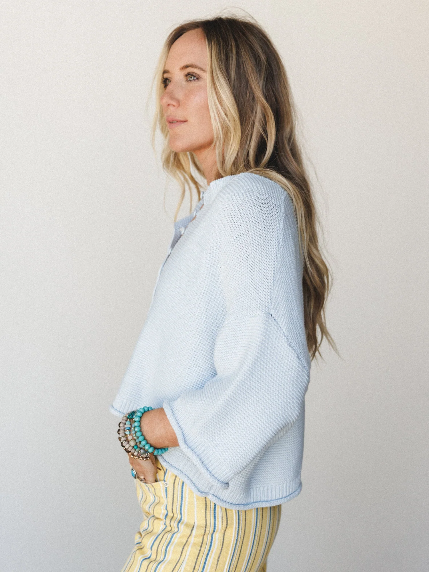 Darling Days Button Down Sweater - Blue - Image 3