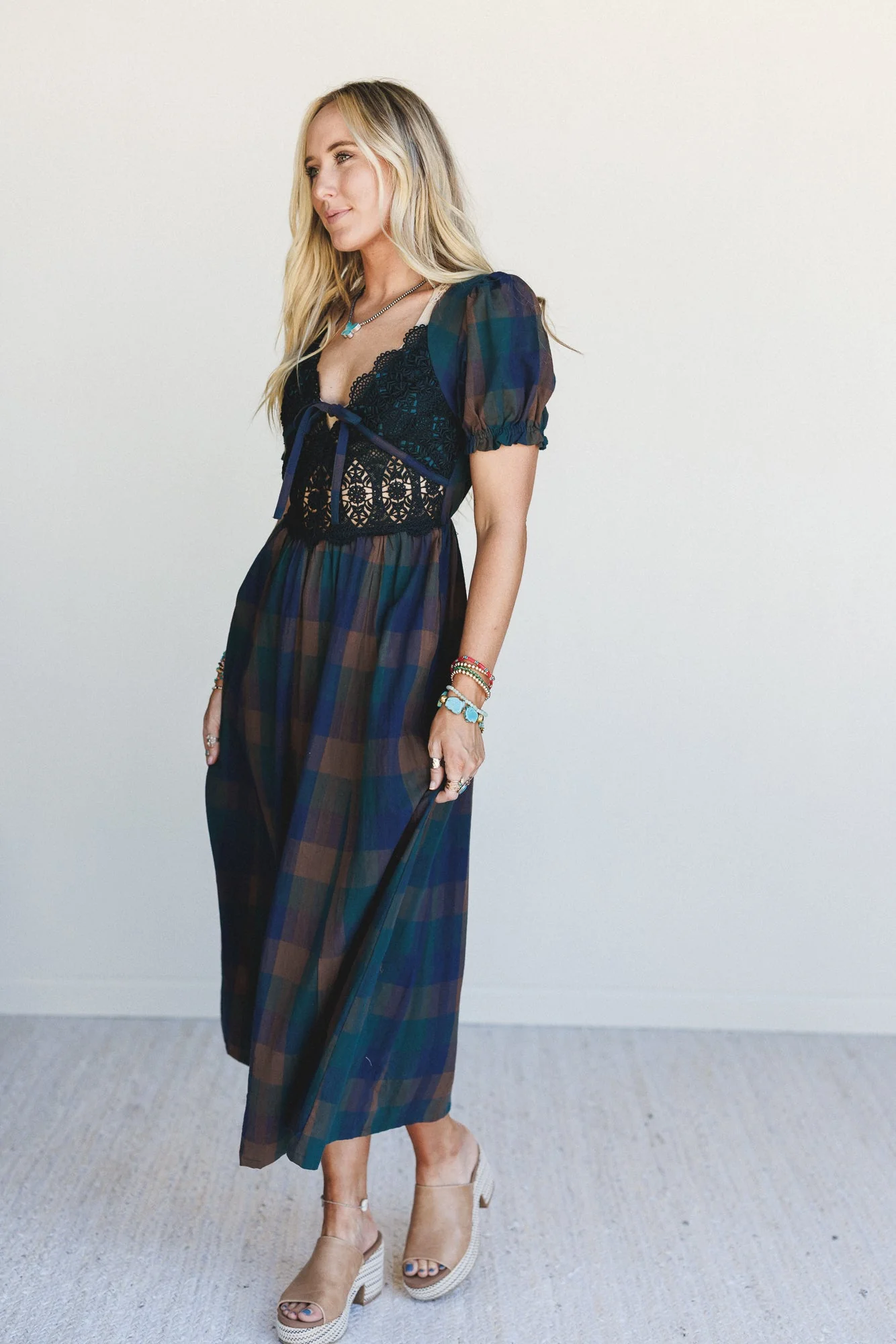 Darling Days Plaid Dress - Green - Image 3
