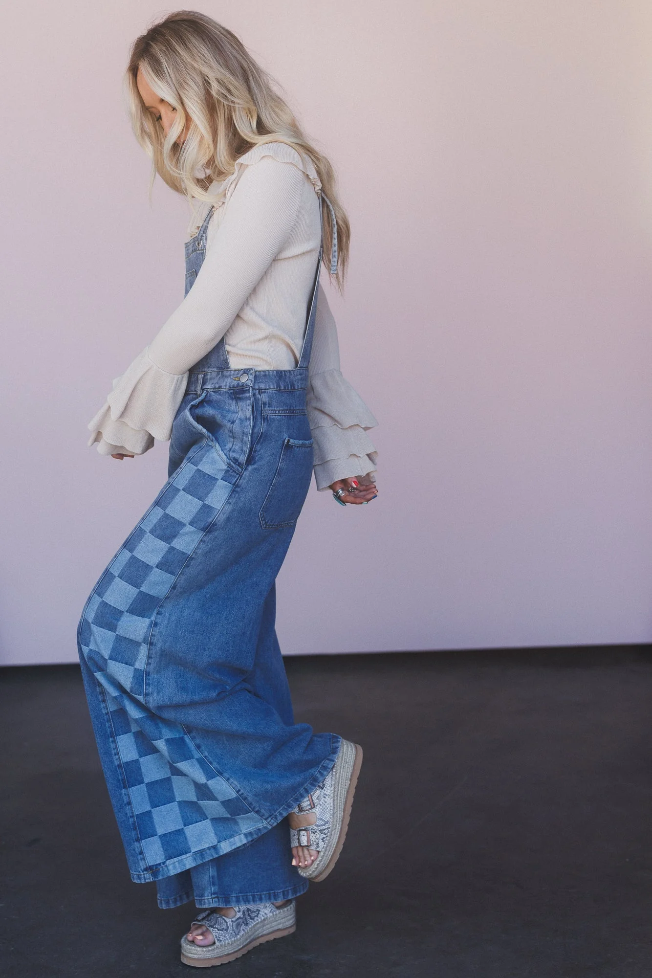 Darling Dream Wide leg Jumpsuit - Light Denim - Image 2