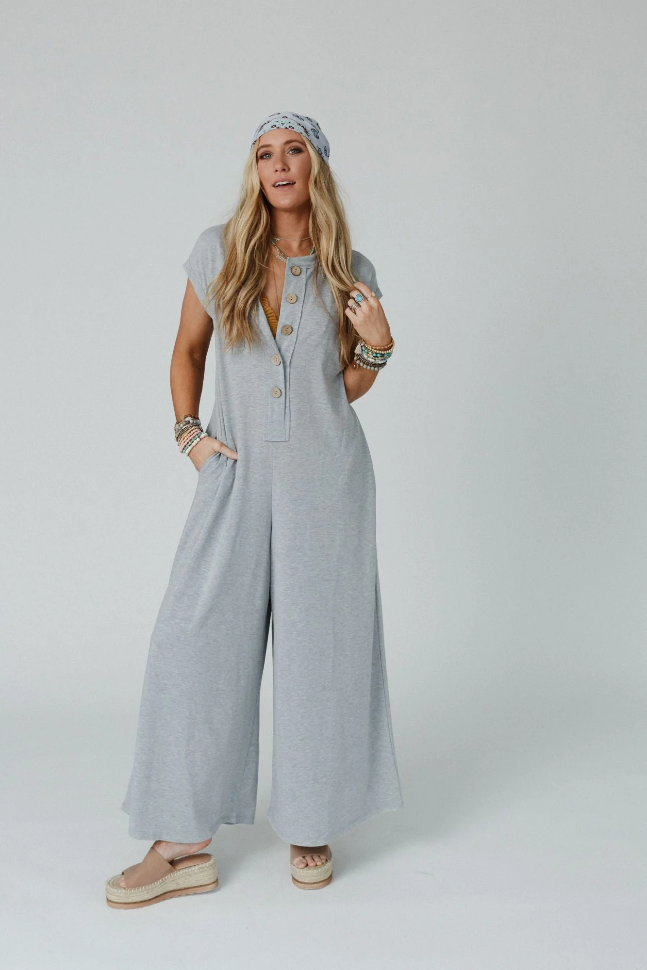 The Nest Davina Wide Leg Jumpsuit - Heather Gray - Image 2