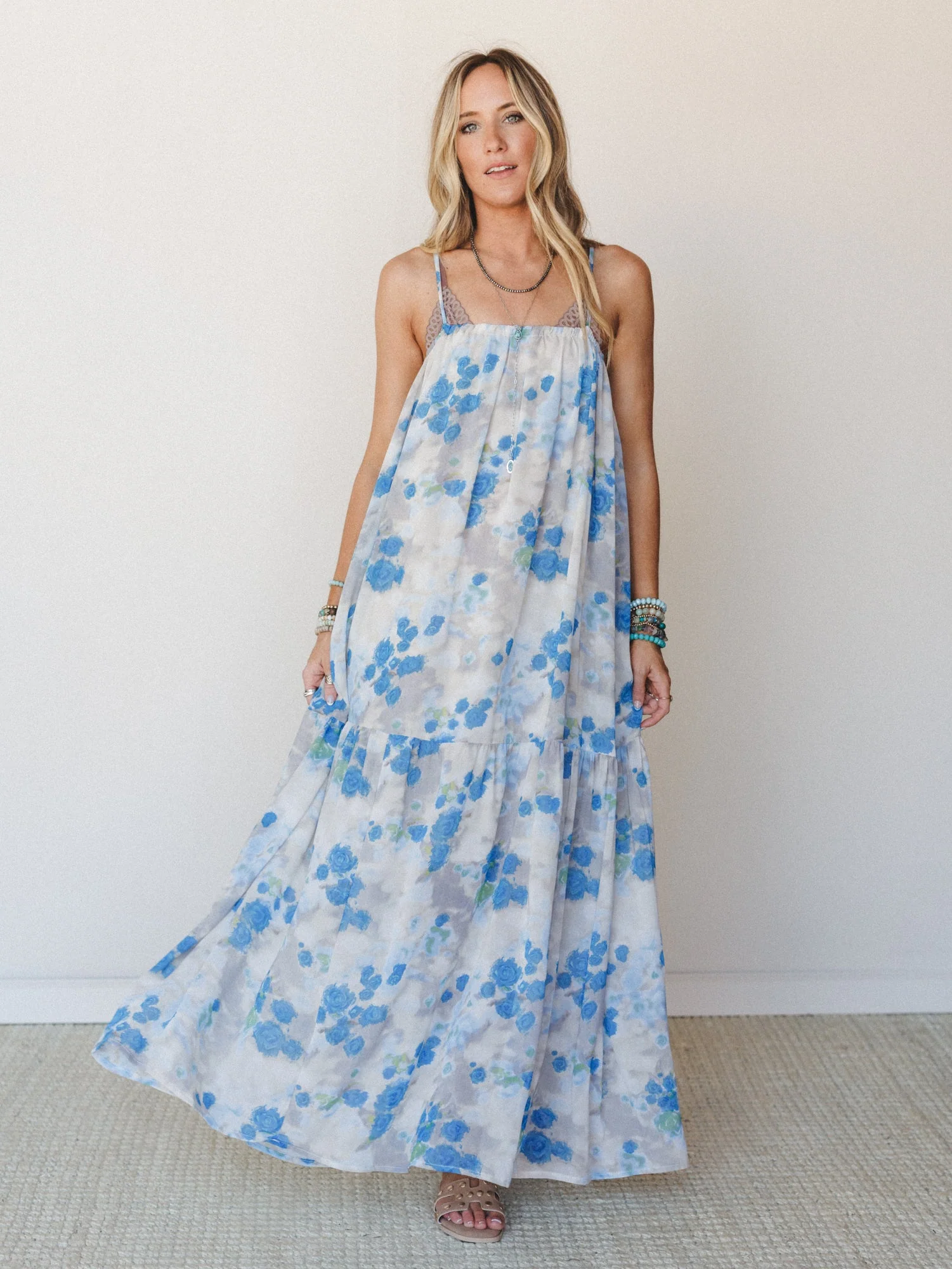 Days of Old Floral Maxi Dress - Blue - Image 2