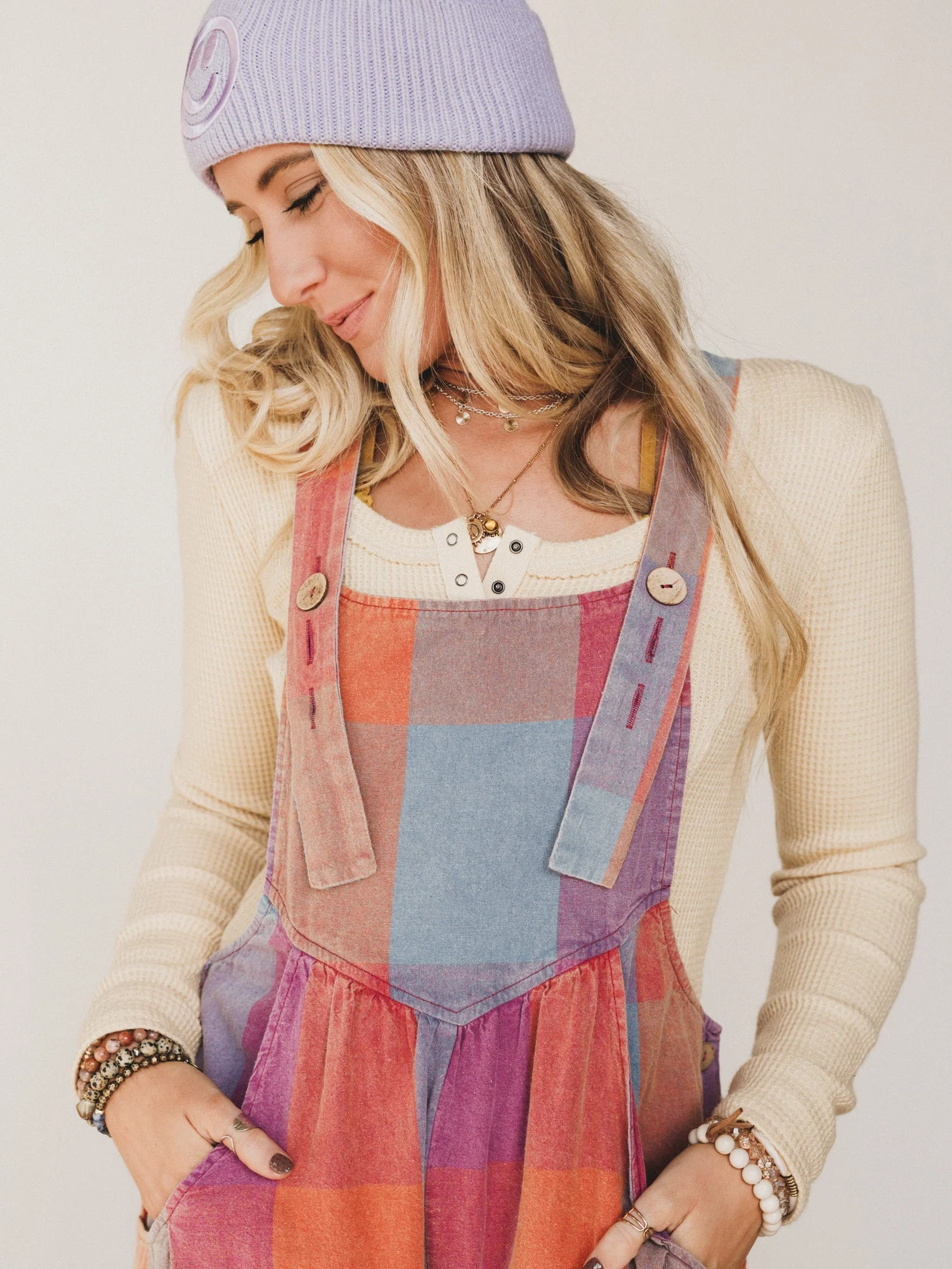 Delyah Plaid Pattern Overalls - Multi - Pre Order - Image 3