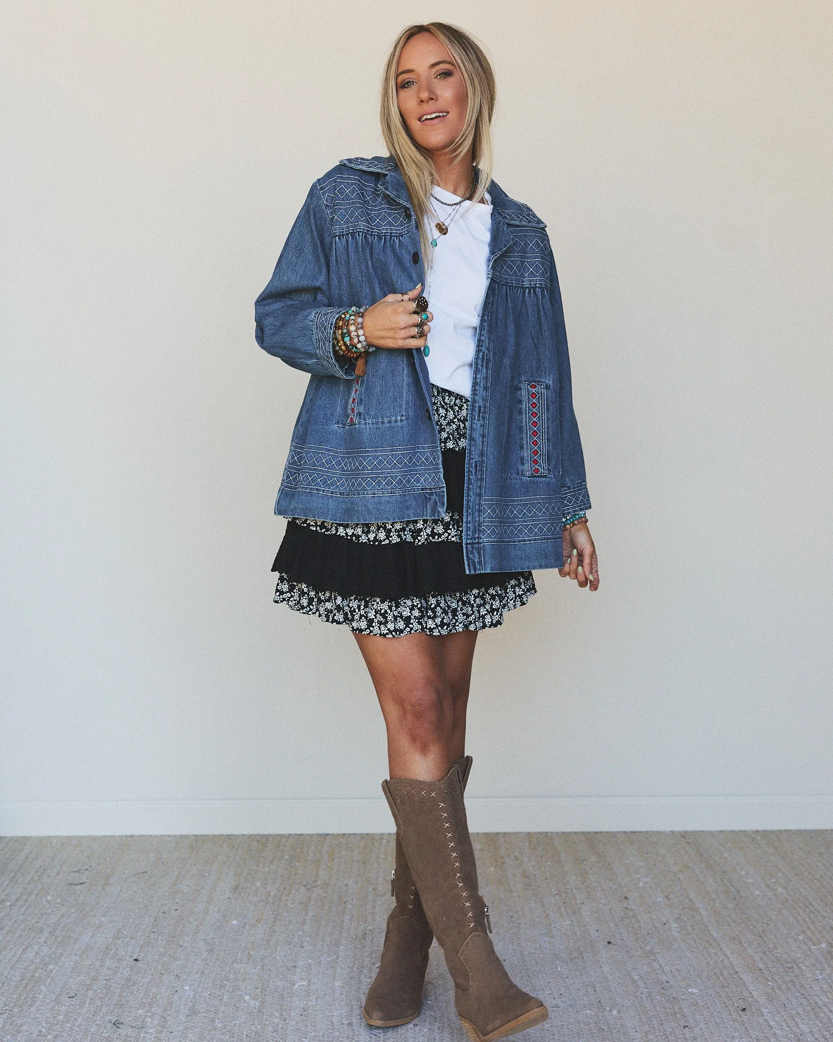 Denim Joy Jean Embroidered Jacket - Medium Wash - Image 3