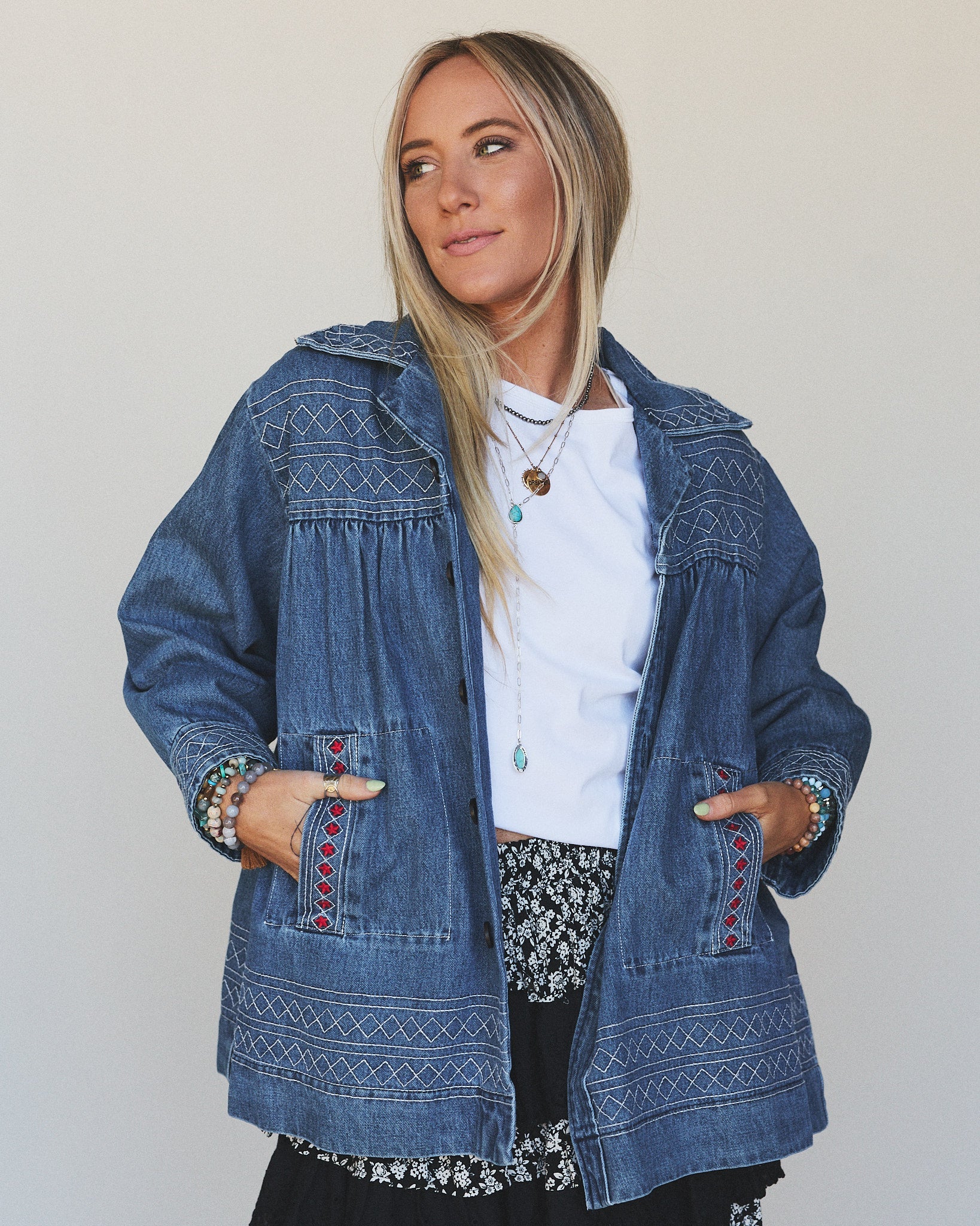 Denim Joy Jean Embroidered Jacket - Medium Wash - Image 4