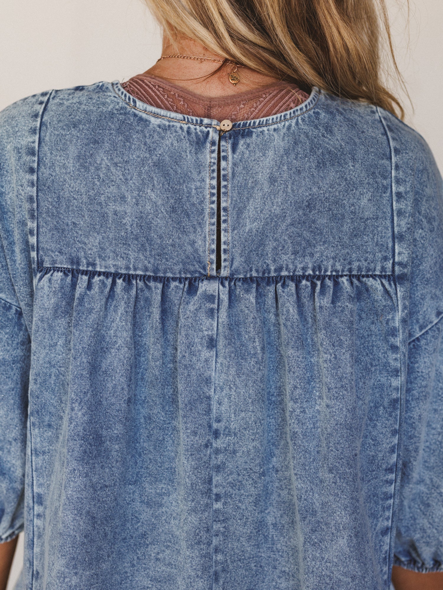 Denim Lover Puff Sleeve Dress - Indigo - Image 5
