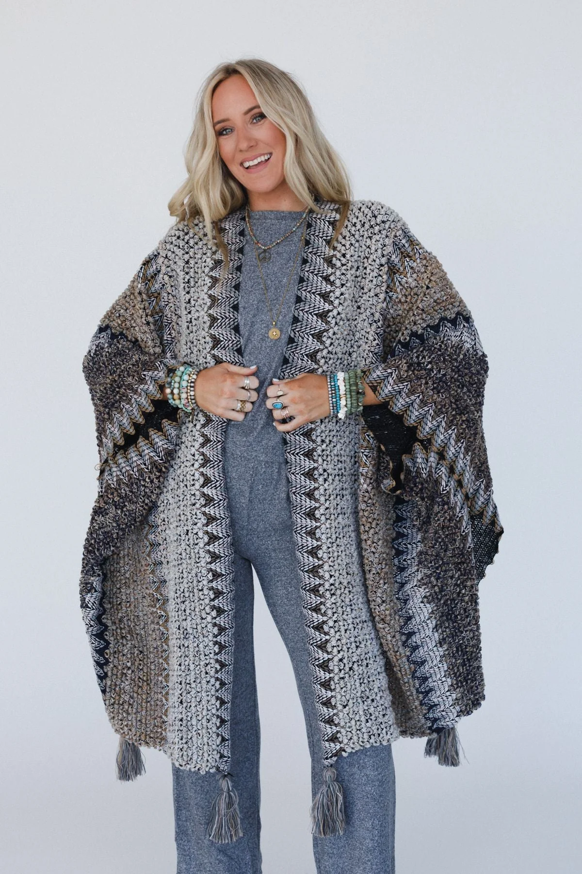 Desert Dreams Crochet Ruana - Khaki - Image 6