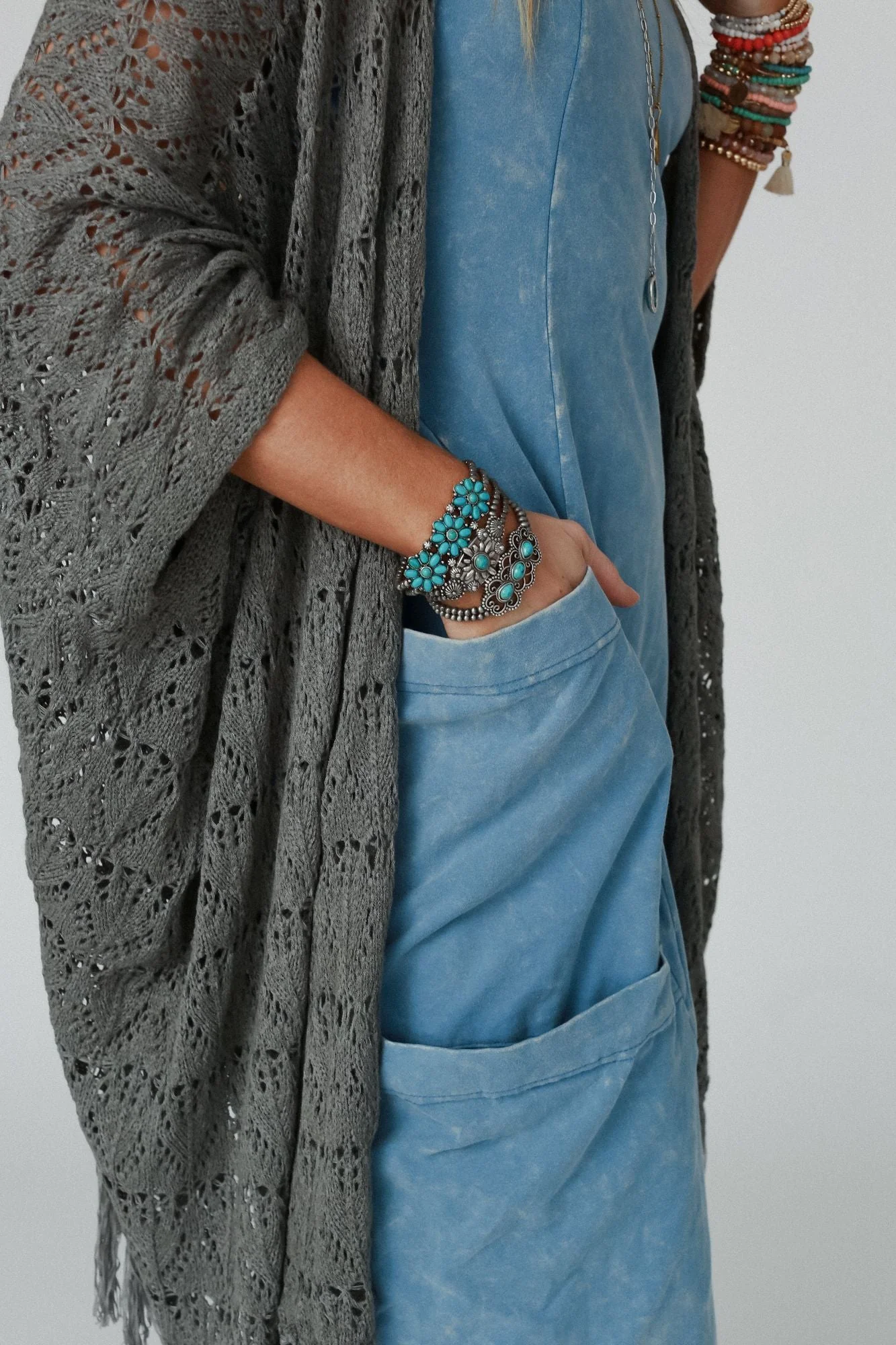 Desert Flowers Stretch Bracelet Set - Turquoise - Image 4