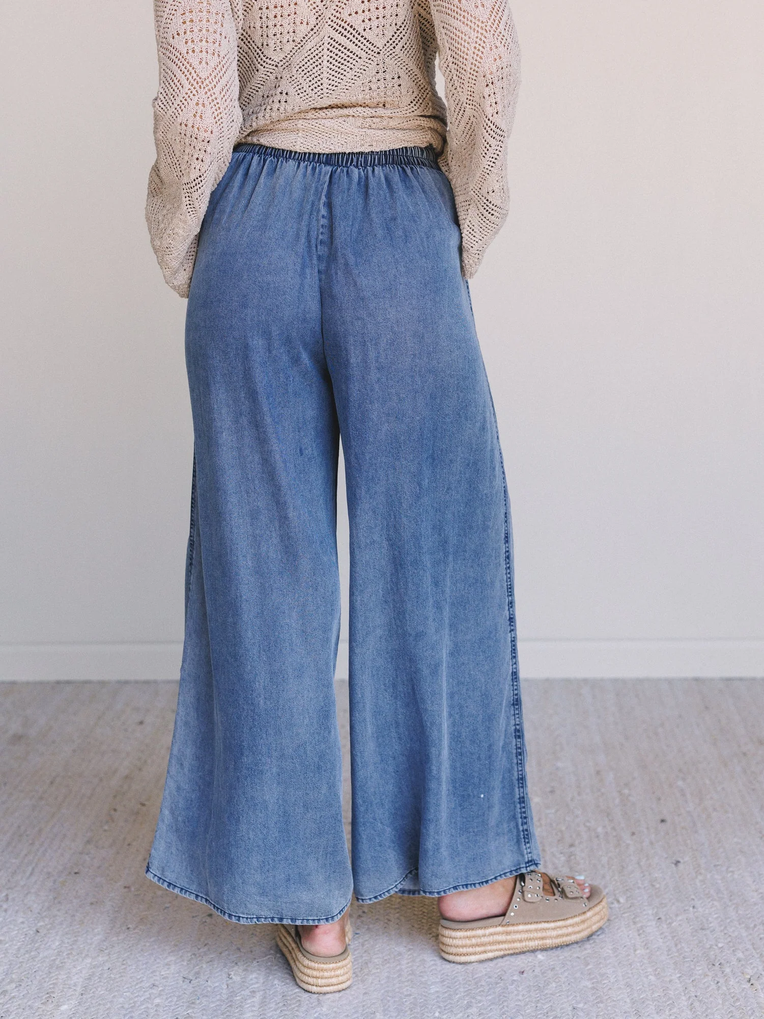 Desert Willow Wide Leg Pants - Denim - Image 4