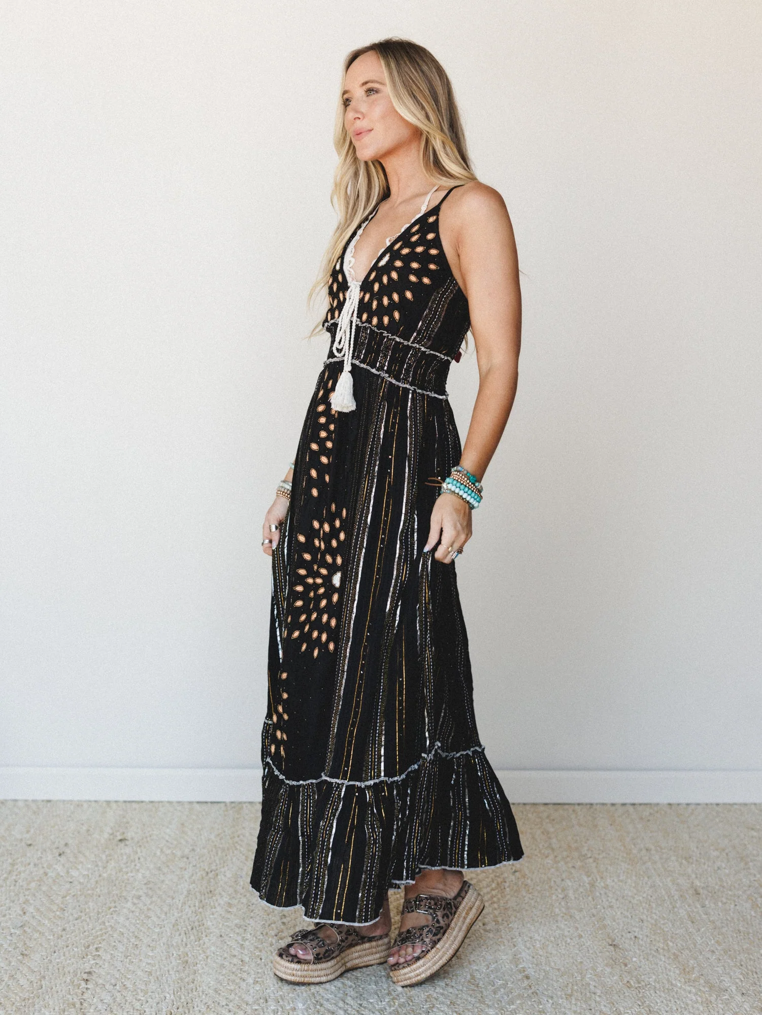 Dew Drops Maxi Dress - Black Multi - Image 4
