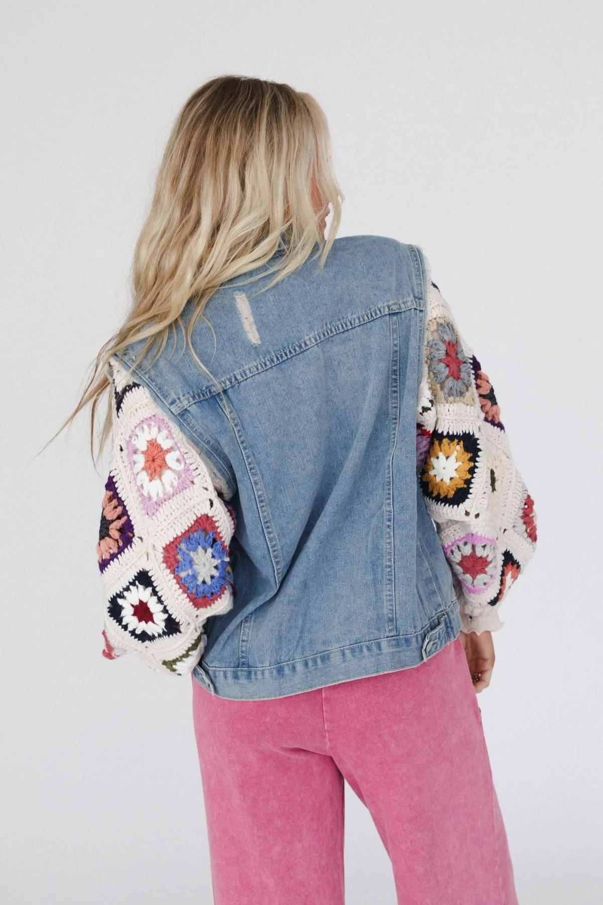 Diamond Blossom Denim Jacket - Beige - Pre Order - Image 2