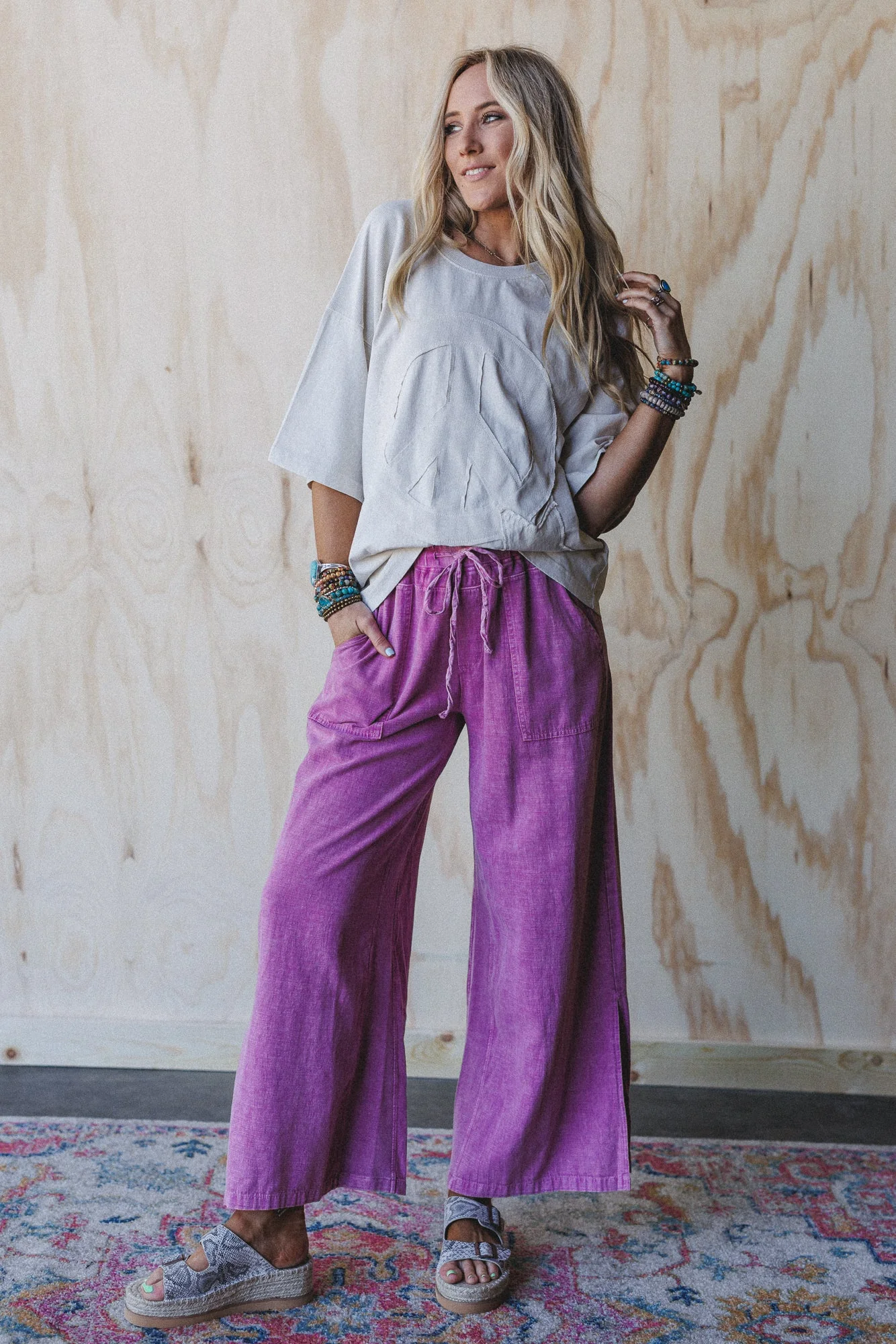 Dream Awake Wide Leg Pants - Pink - Image 2